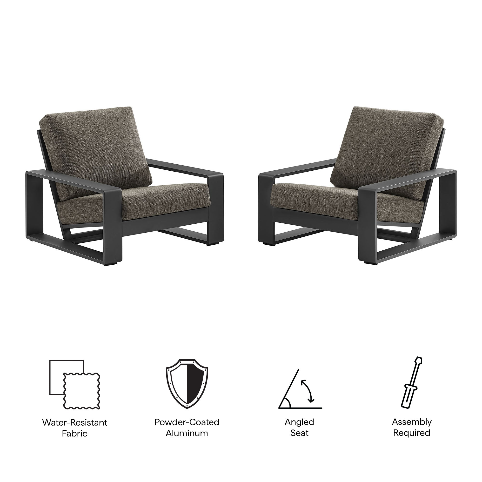 Modway Lirienne Outdoor Patio Aluminum Faux Wood Armchairs Set of 2