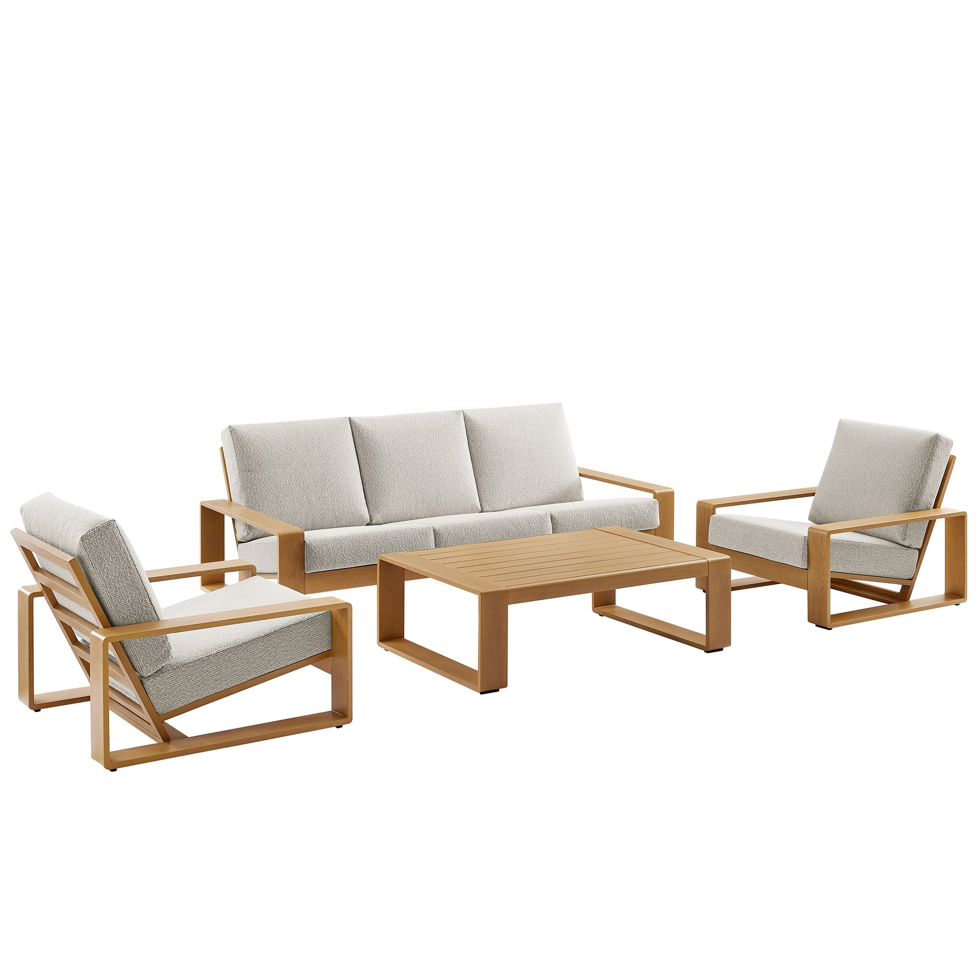 Modway Lirienne 4-Piece Outdoor Patio Aluminum Faux Wood Furniture Set