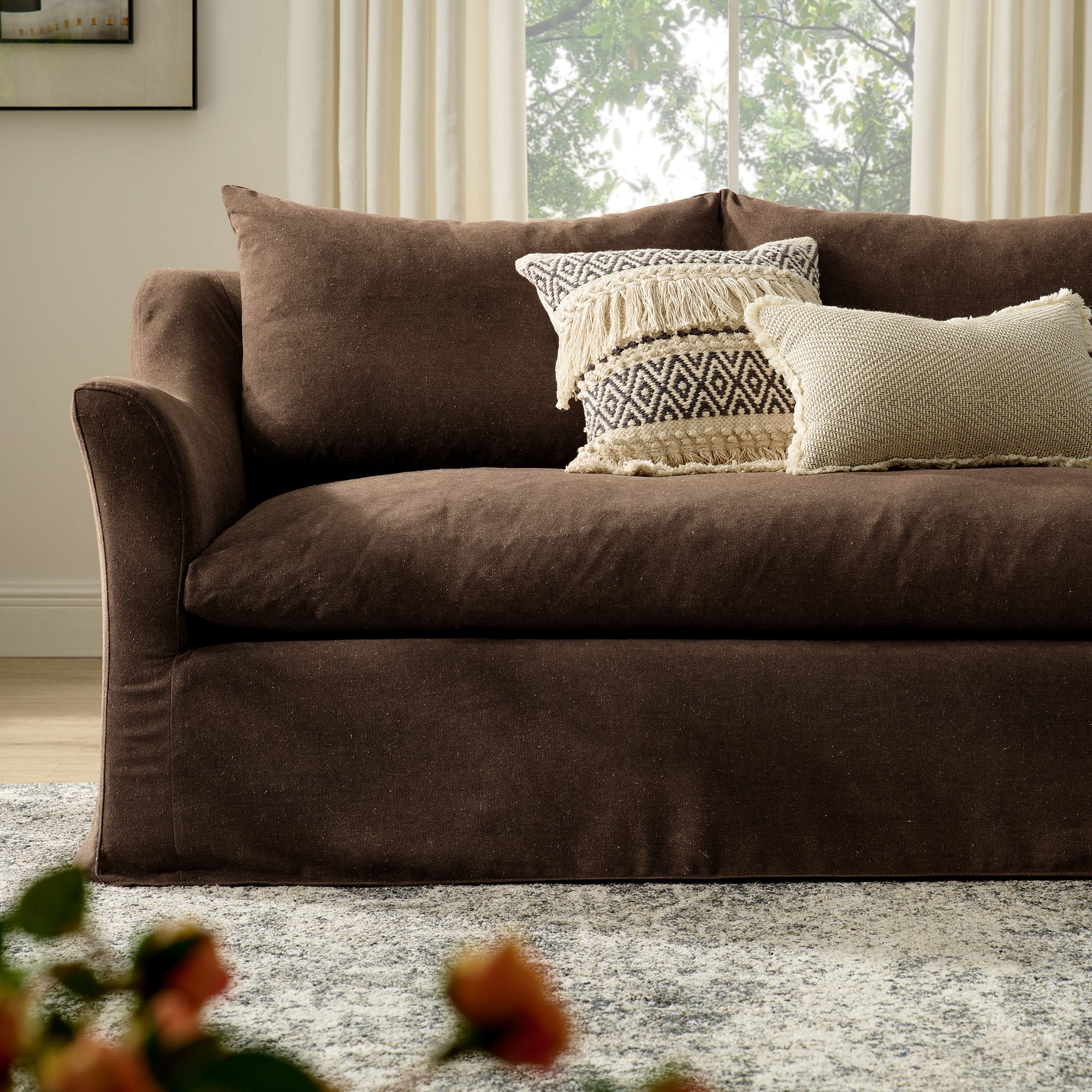 Modway EEI-7310 Somerset 92" Linen Blend Slipcovered Sofa
