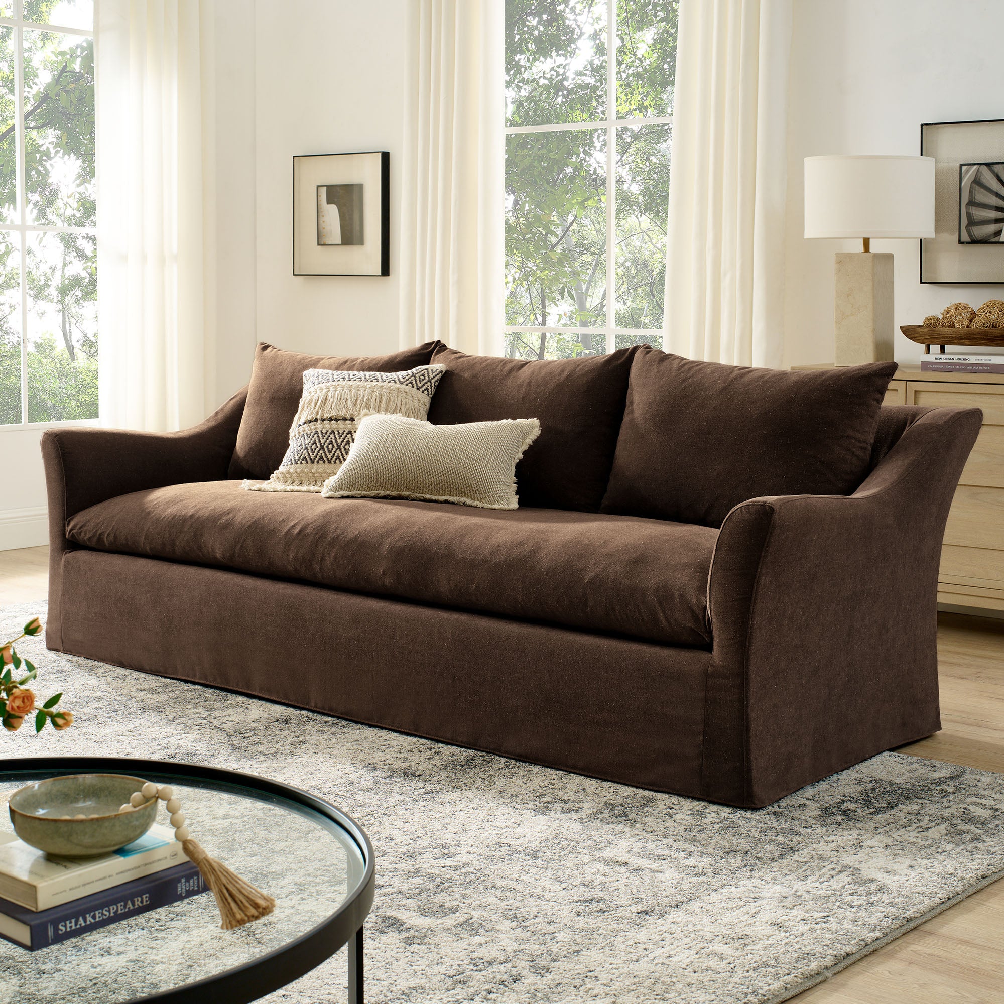 Modway EEI-7310 Somerset 92" Linen Blend Slipcovered Sofa