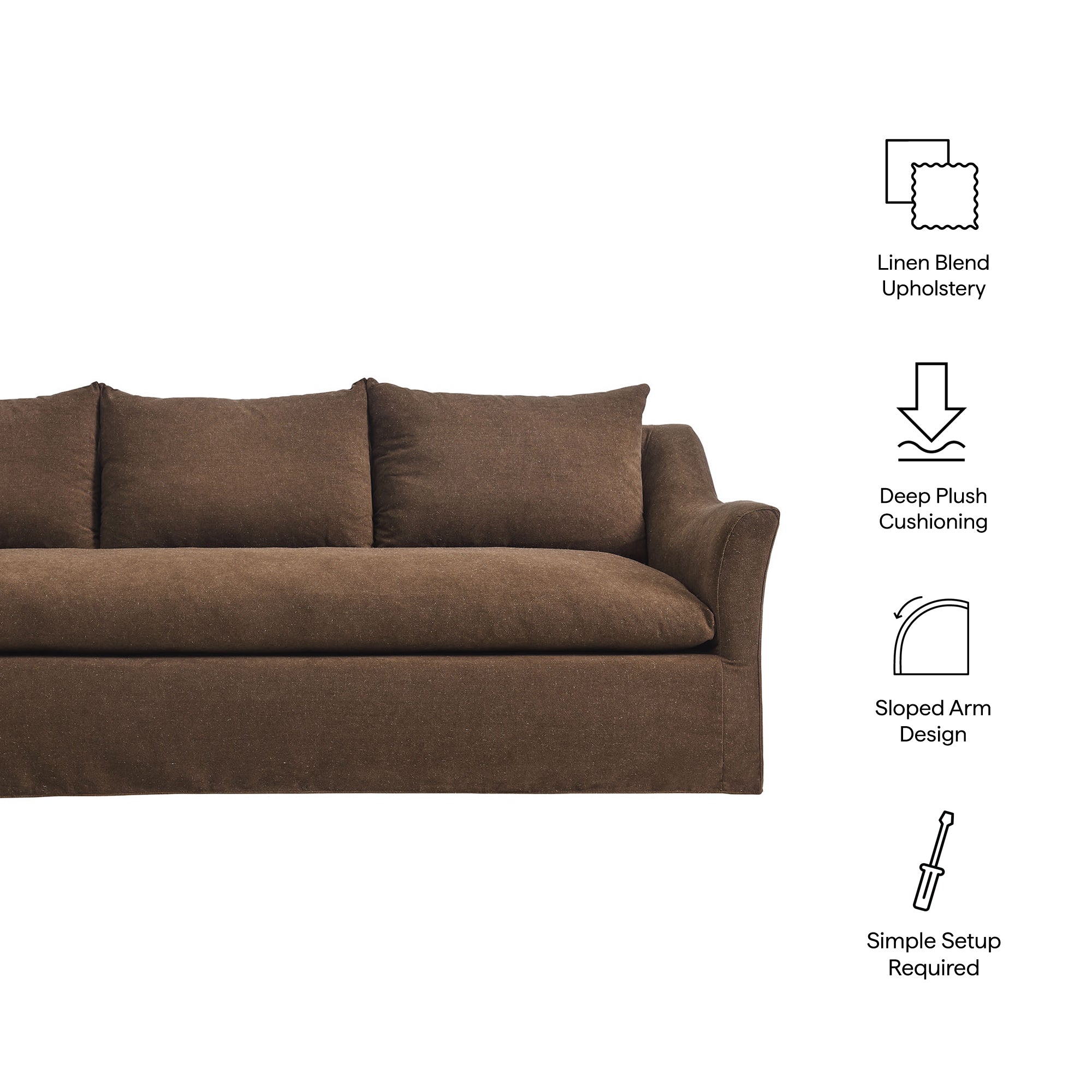 Modway EEI-7310 Somerset 92" Linen Blend Slipcovered Sofa