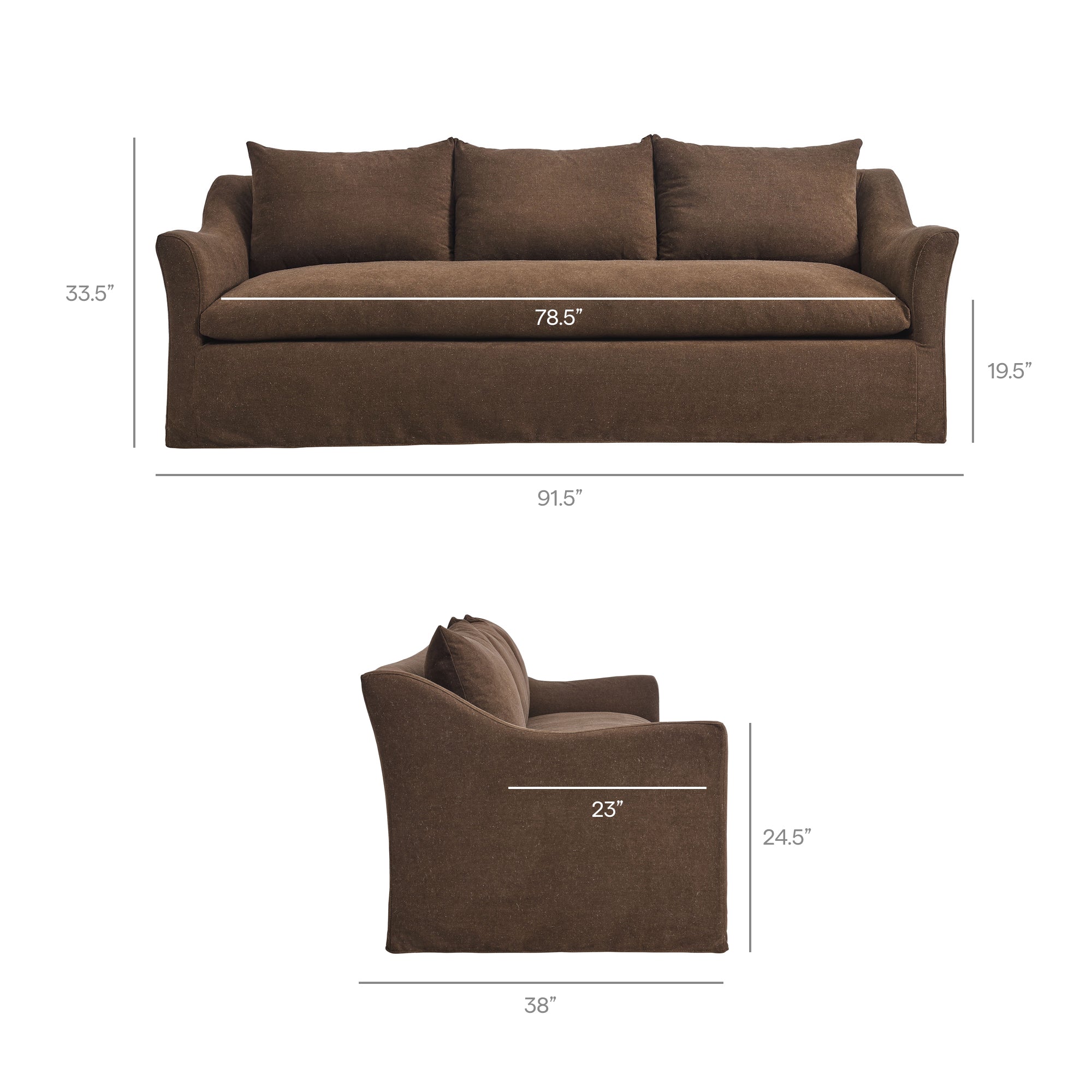 Modway EEI-7310 Somerset 92" Linen Blend Slipcovered Sofa