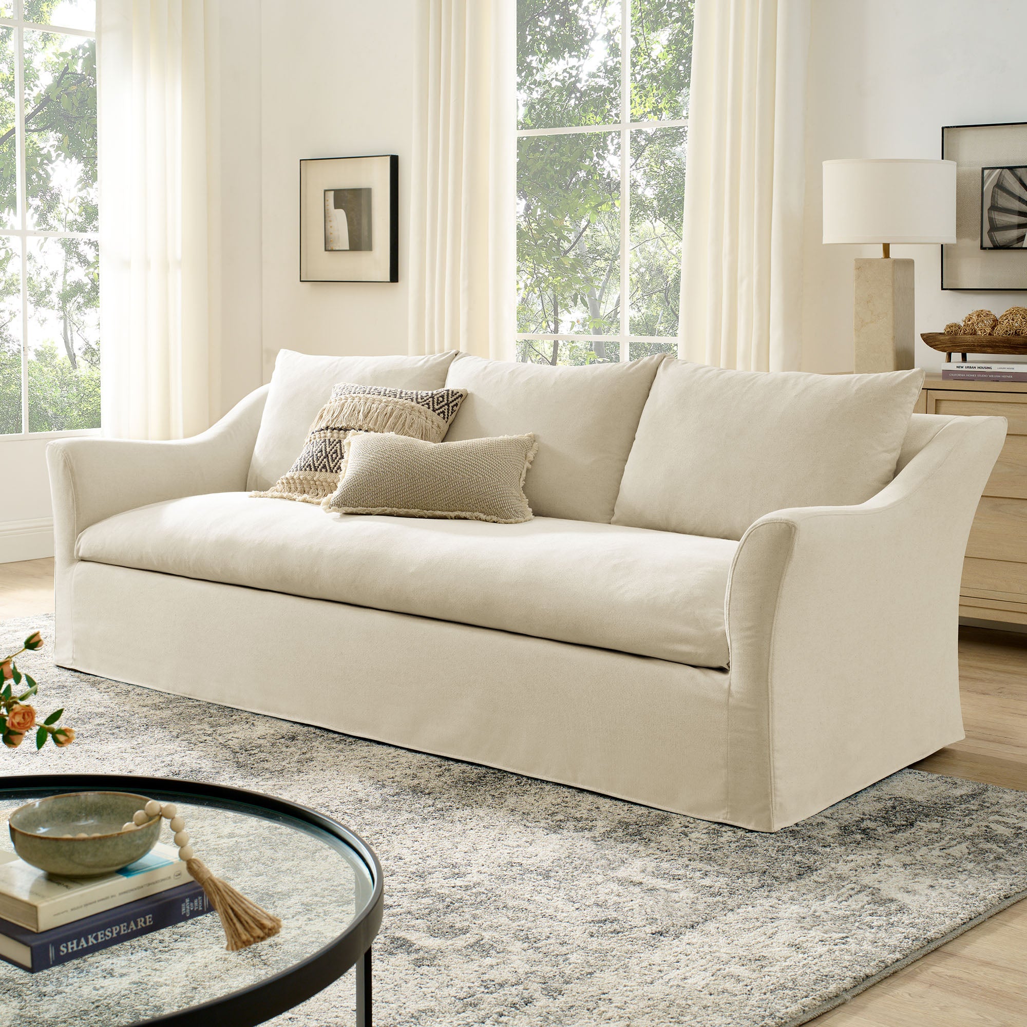 Modway EEI-7310 Somerset 92" Linen Blend Slipcovered Sofa