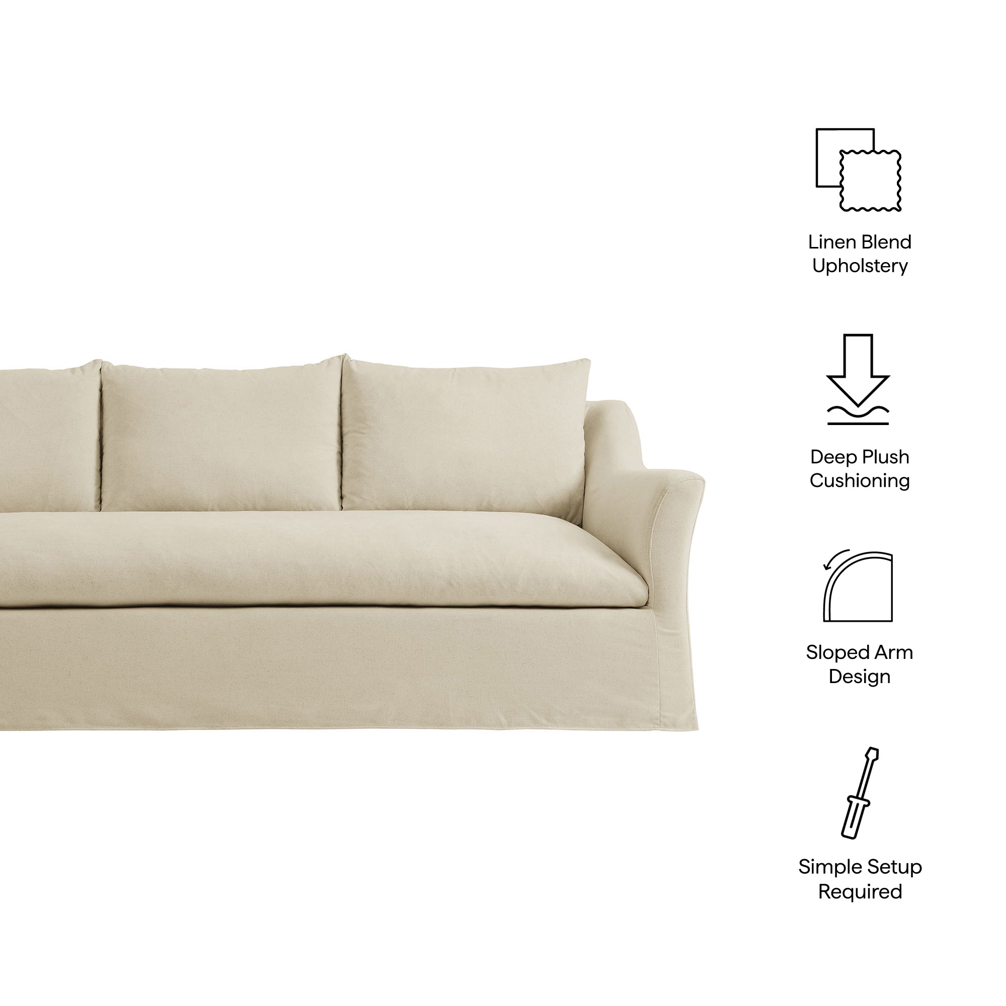 Modway EEI-7310 Somerset 92" Linen Blend Slipcovered Sofa
