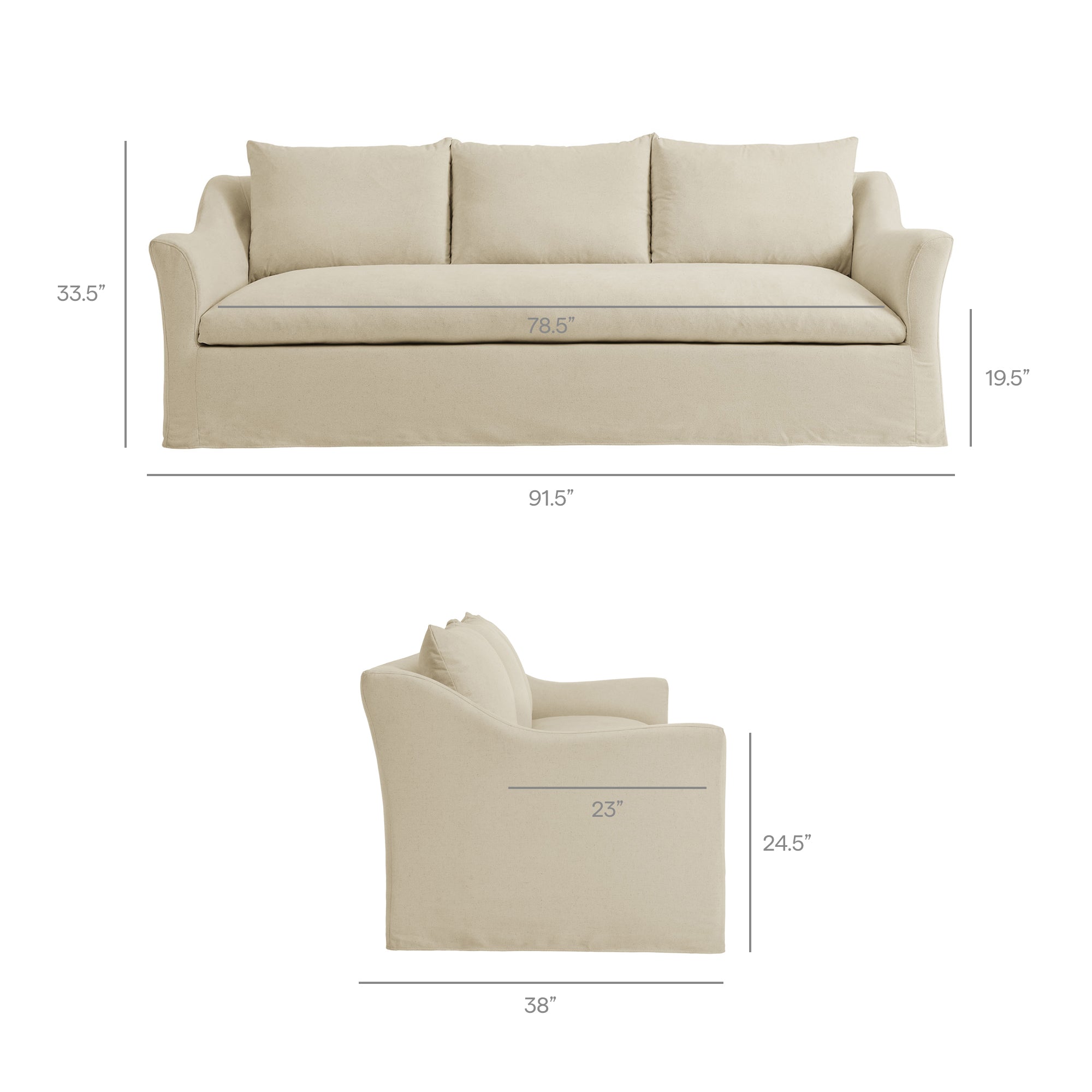 Modway EEI-7310 Somerset 92" Linen Blend Slipcovered Sofa