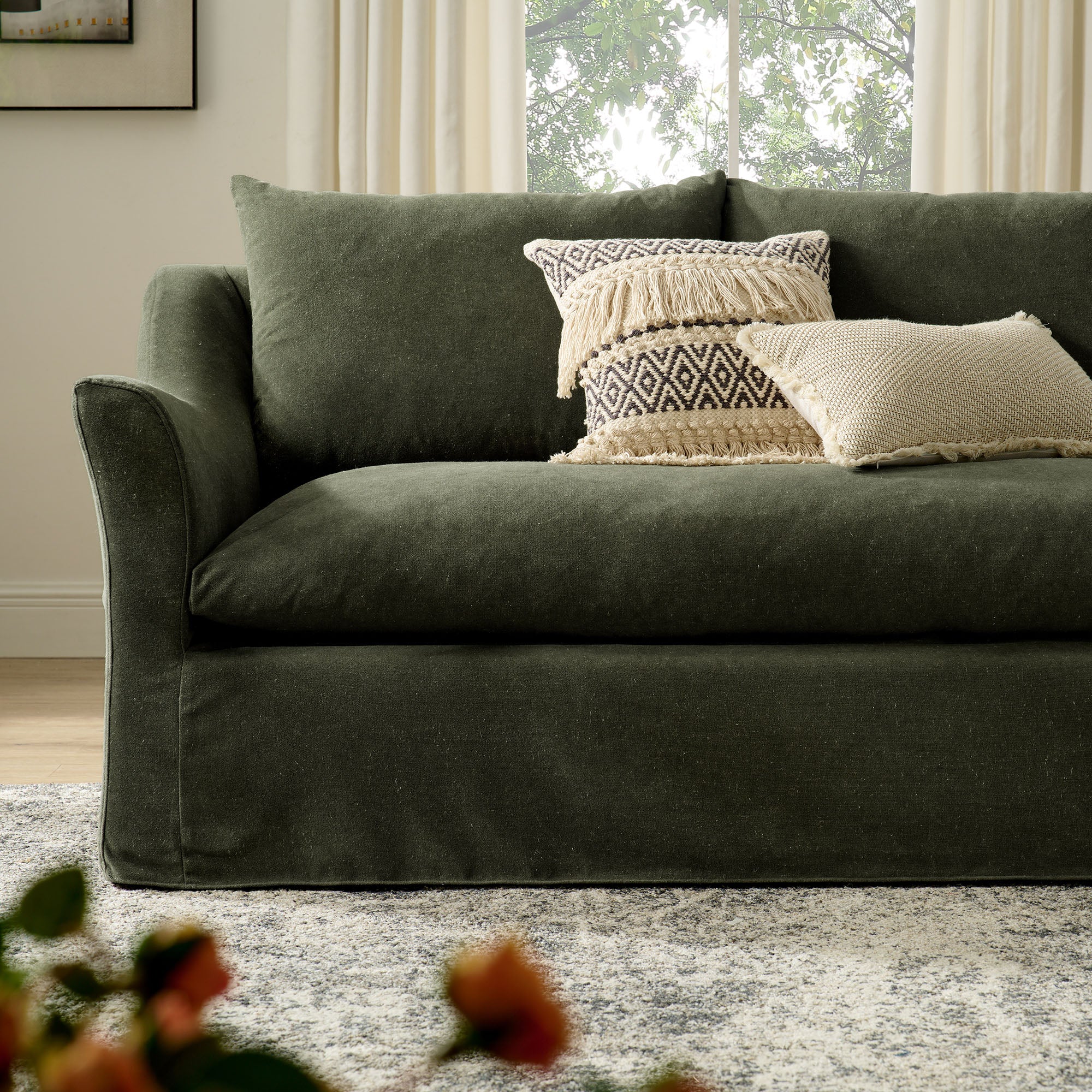 Modway EEI-7310 Somerset 92" Linen Blend Slipcovered Sofa