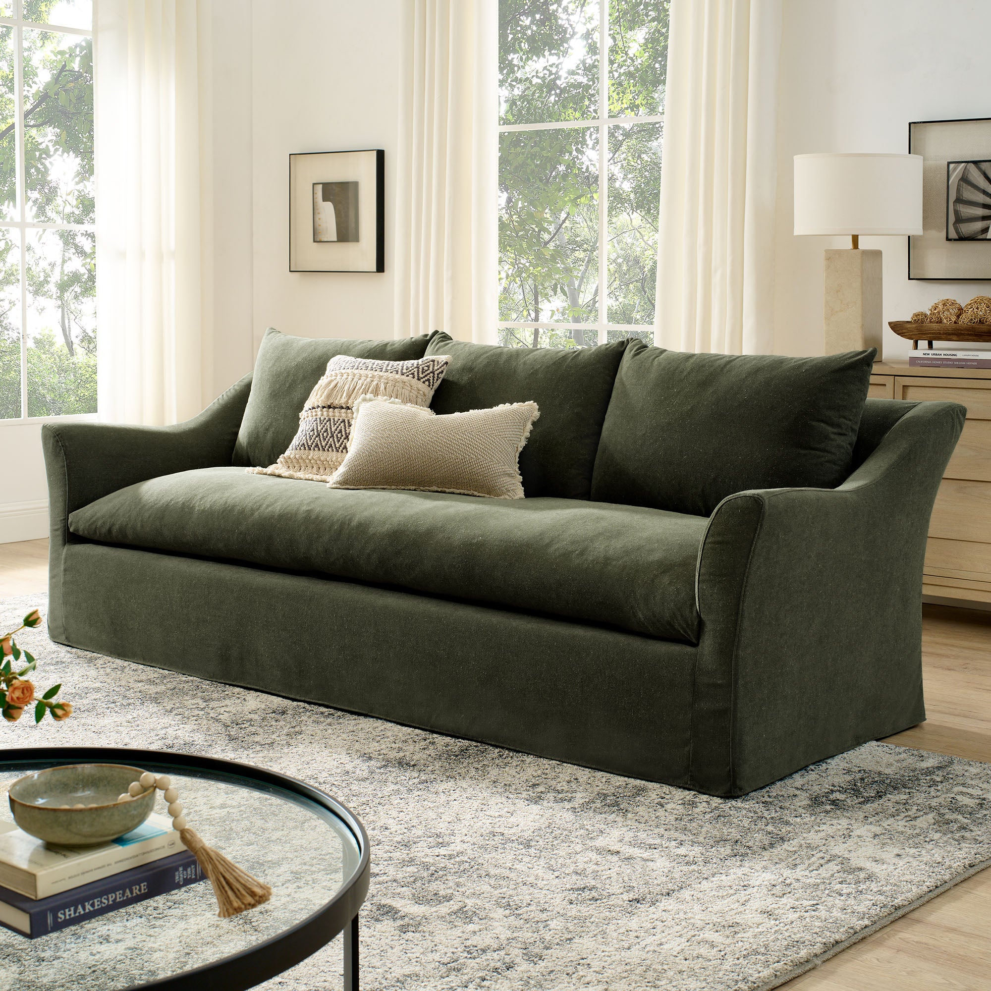 Modway EEI-7310 Somerset 92" Linen Blend Slipcovered Sofa