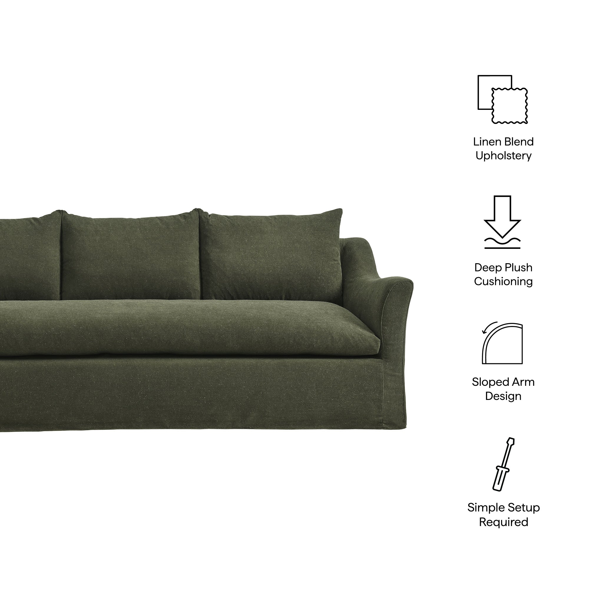 Modway EEI-7310 Somerset 92" Linen Blend Slipcovered Sofa