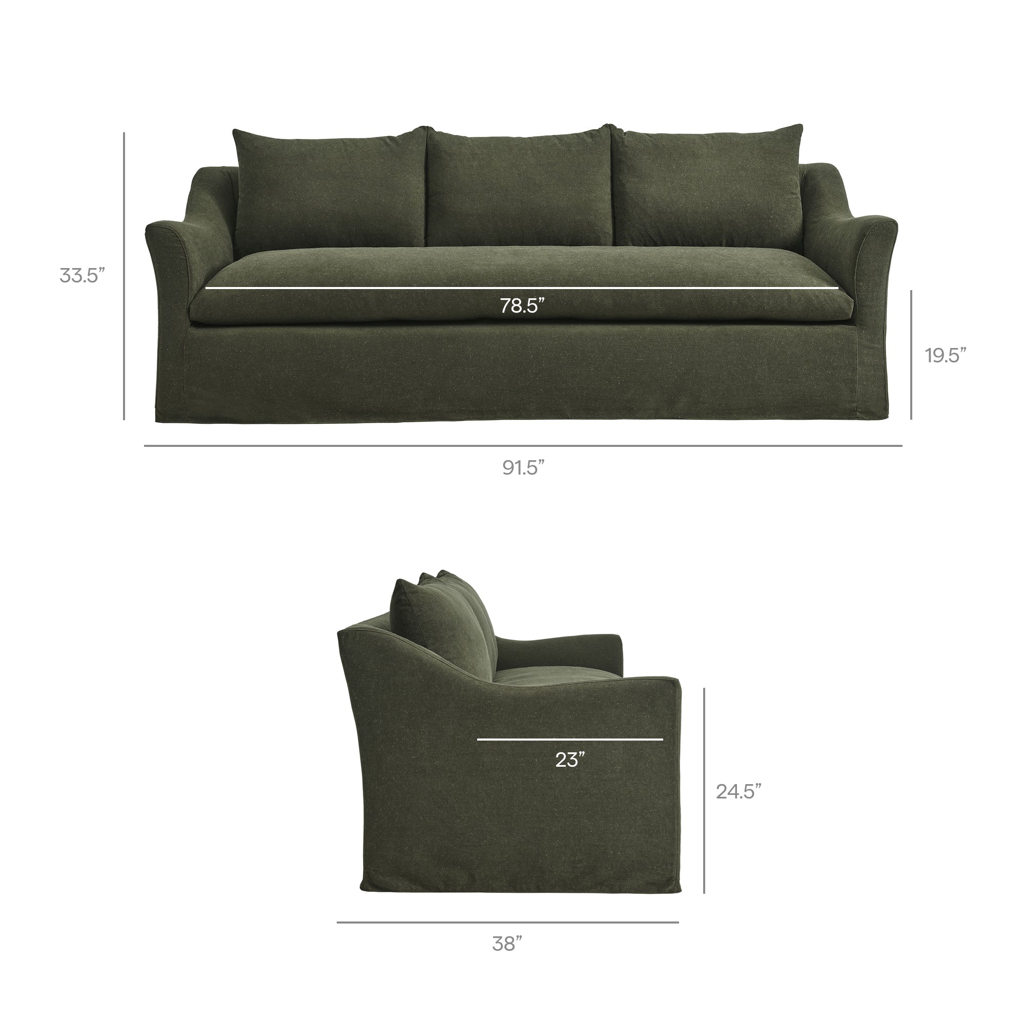 Modway EEI-7310 Somerset 92" Linen Blend Slipcovered Sofa