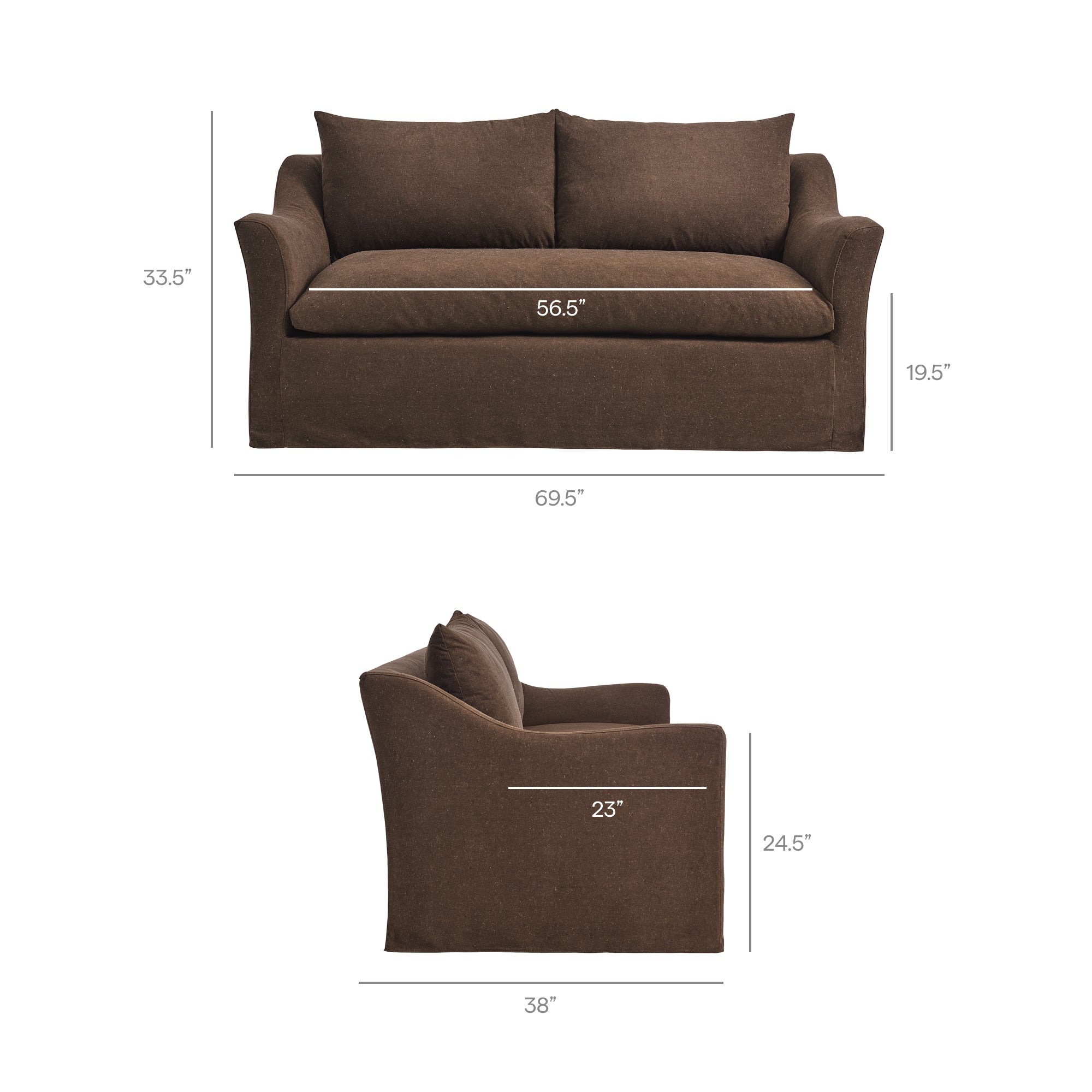 Modway EEI-7311 Somerset 70" Linen Blend Slipcovered Loveseat