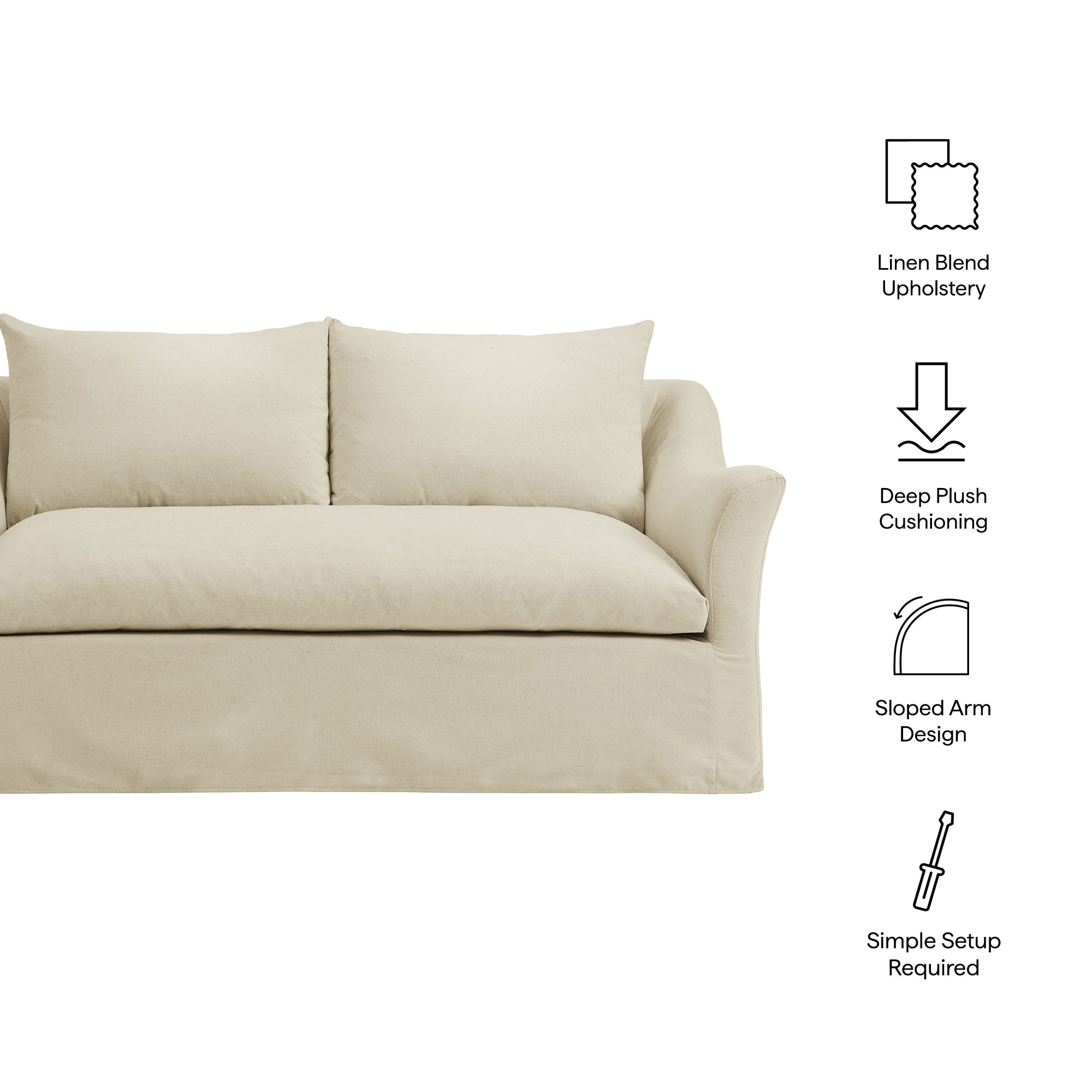 Modway EEI-7311 Somerset 70" Linen Blend Slipcovered Loveseat