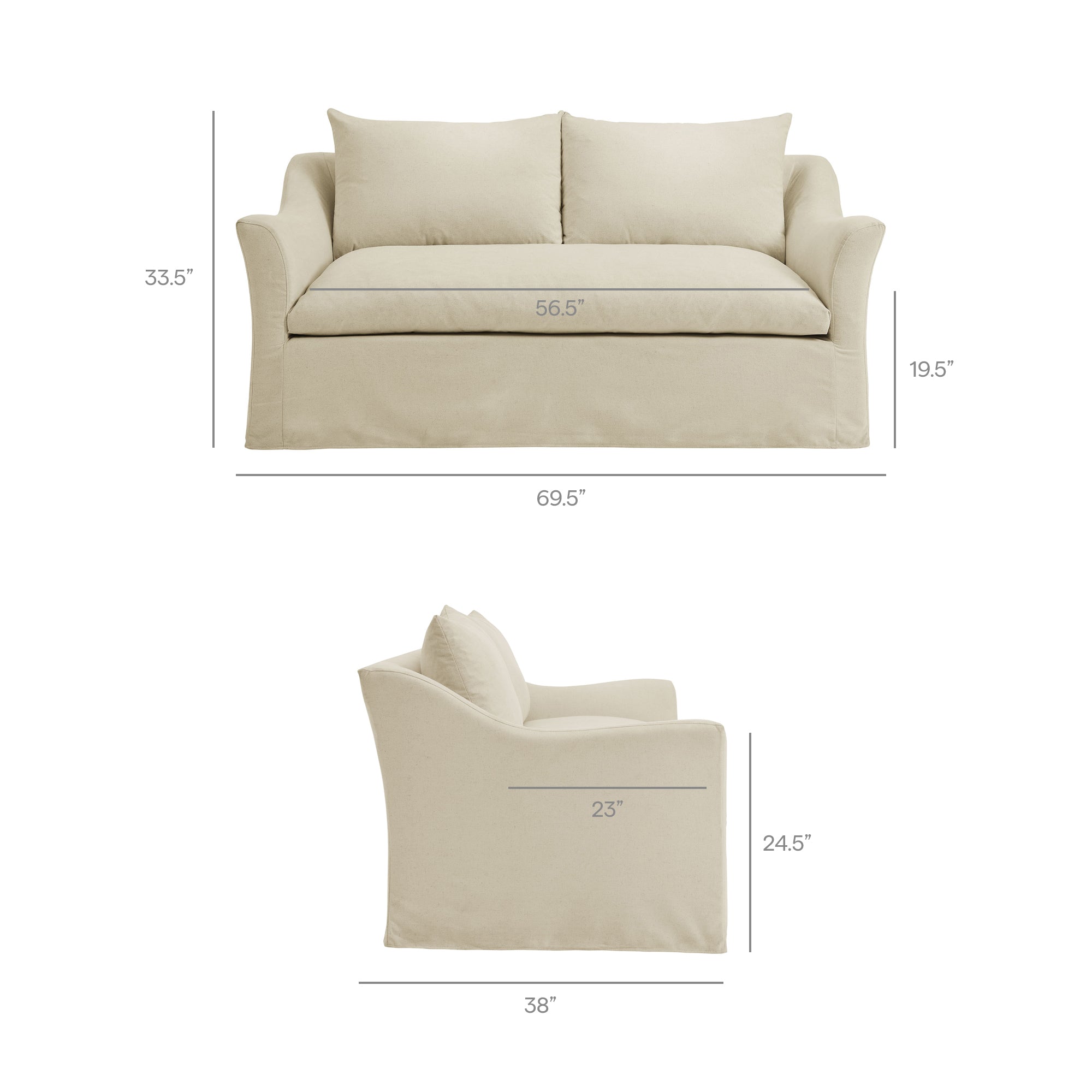 Modway EEI-7311 Somerset 70" Linen Blend Slipcovered Loveseat