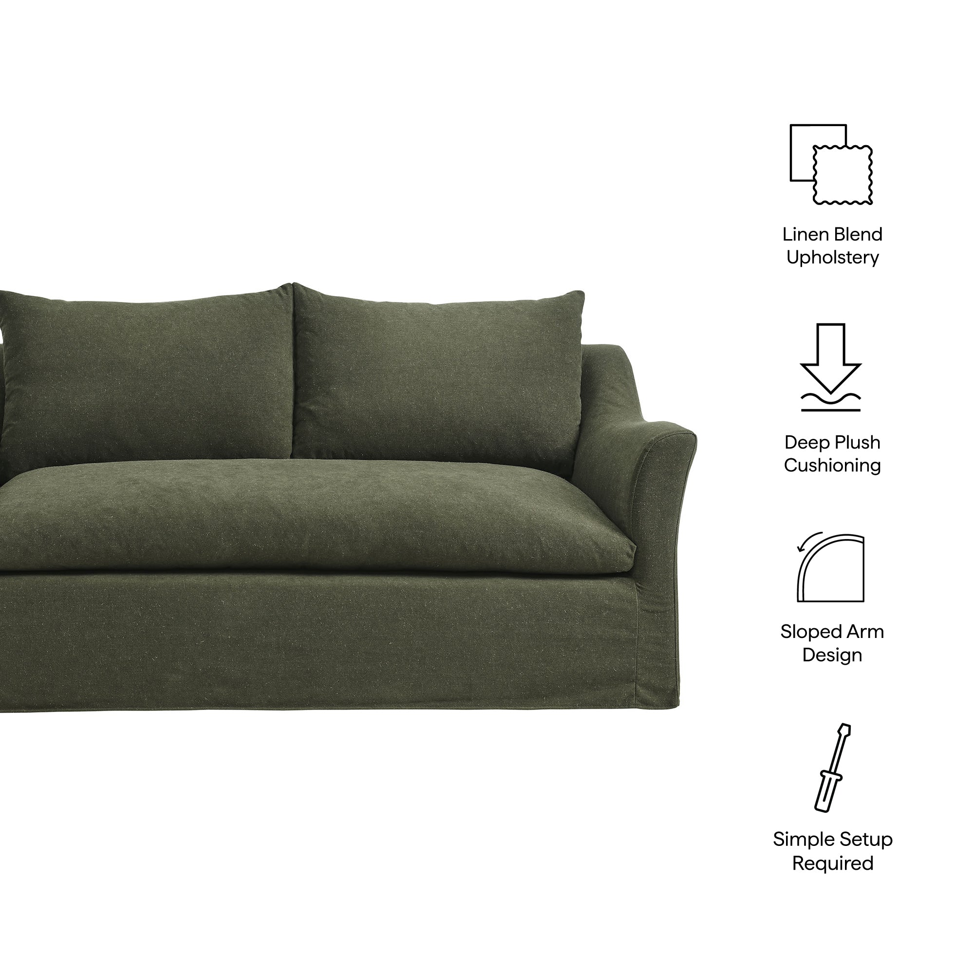 Modway EEI-7311 Somerset 70" Linen Blend Slipcovered Loveseat