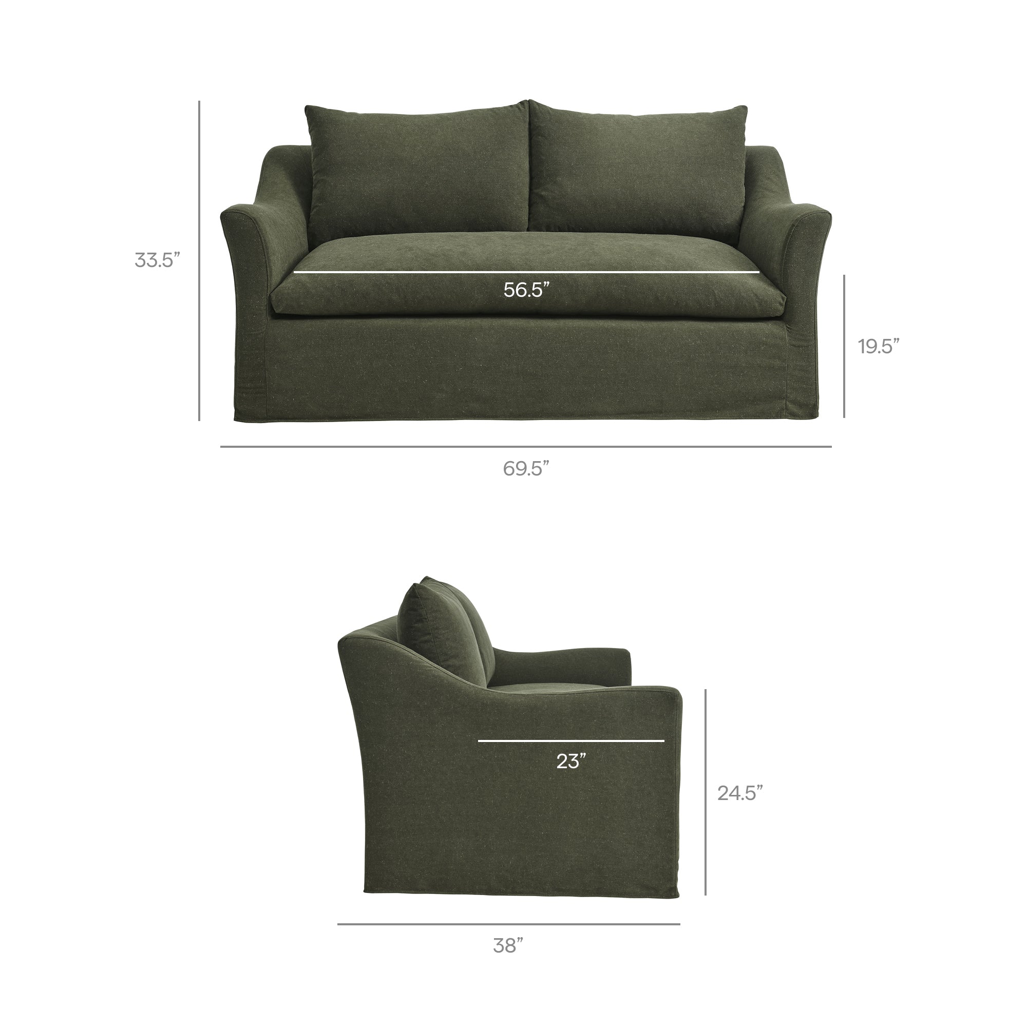 Modway EEI-7311 Somerset 70" Linen Blend Slipcovered Loveseat