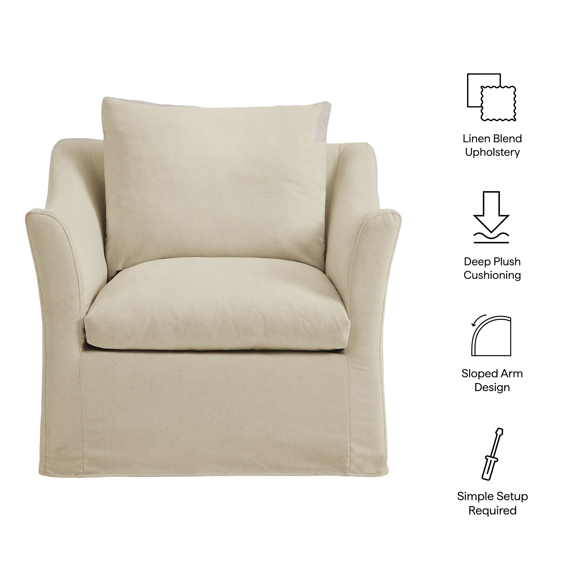 Modway EEI-7312 Somerset Linen Blend Slipcovered Armchair