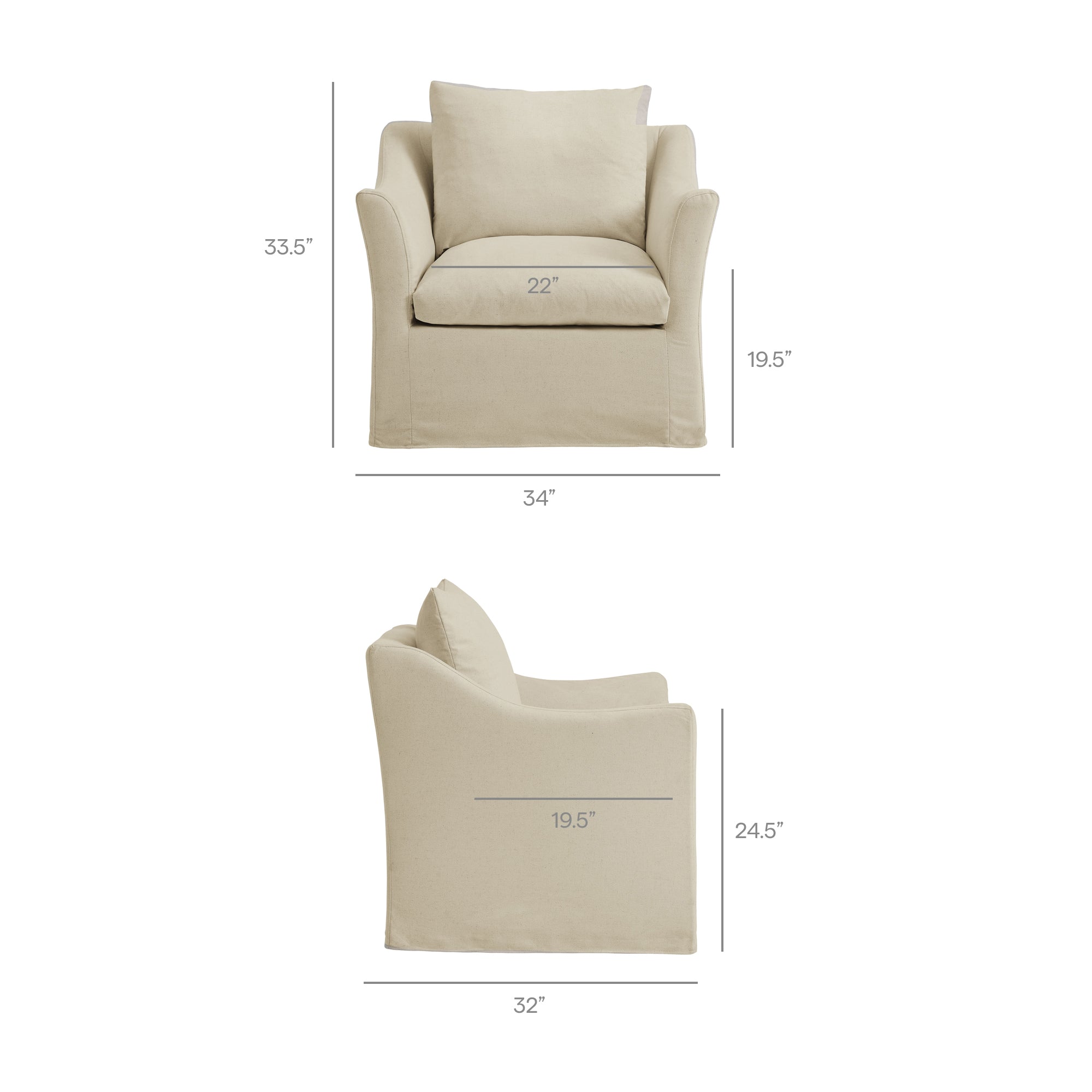 Modway EEI-7312 Somerset Linen Blend Slipcovered Armchair