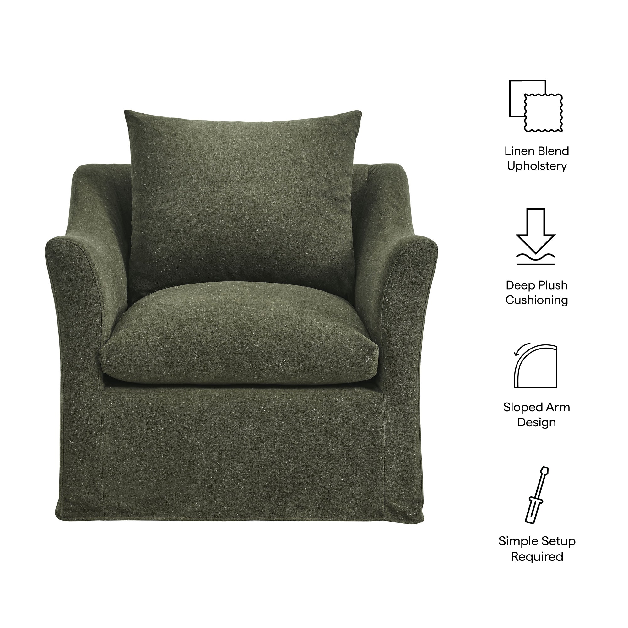 Modway EEI-7312 Somerset Linen Blend Slipcovered Armchair