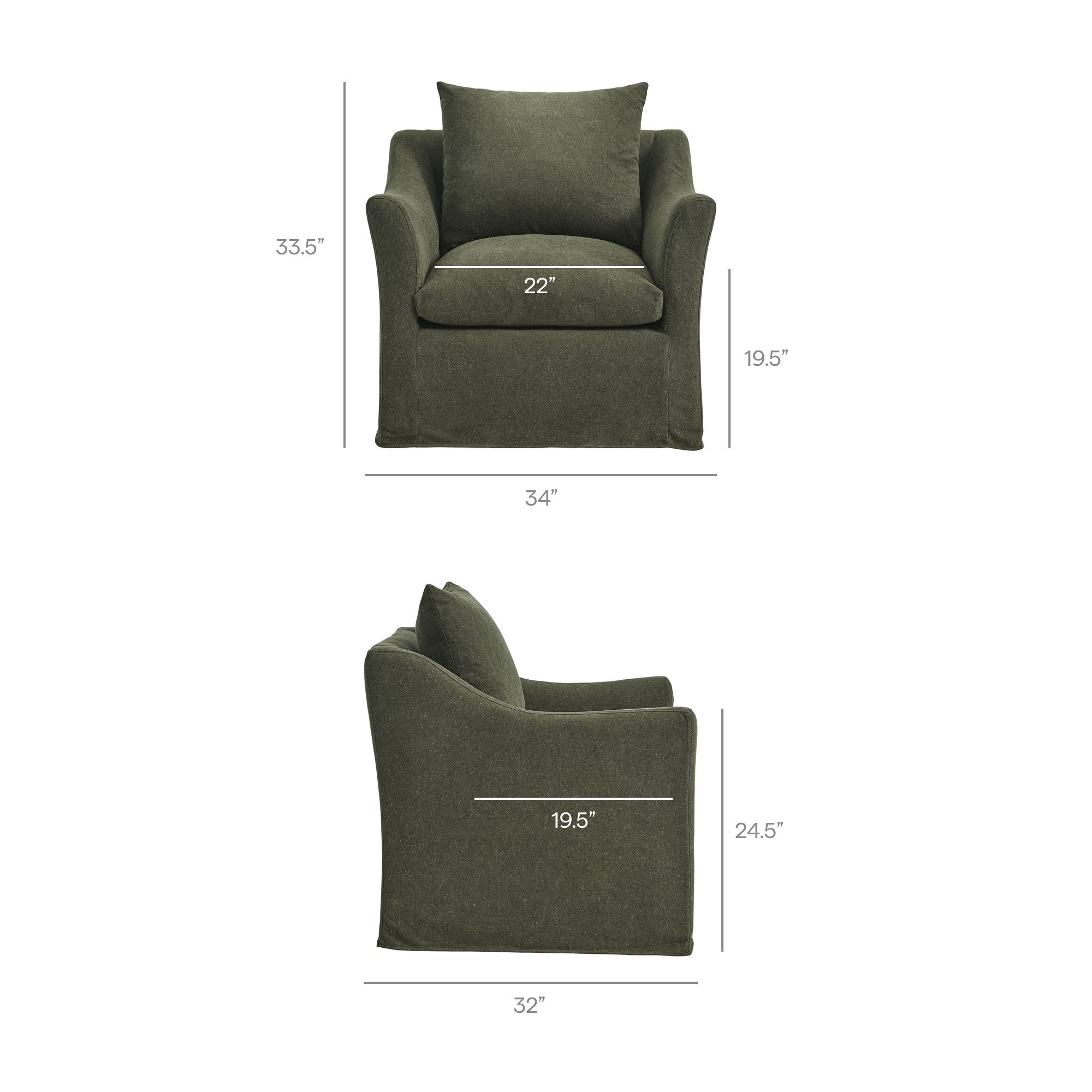 Modway EEI-7312 Somerset Linen Blend Slipcovered Armchair