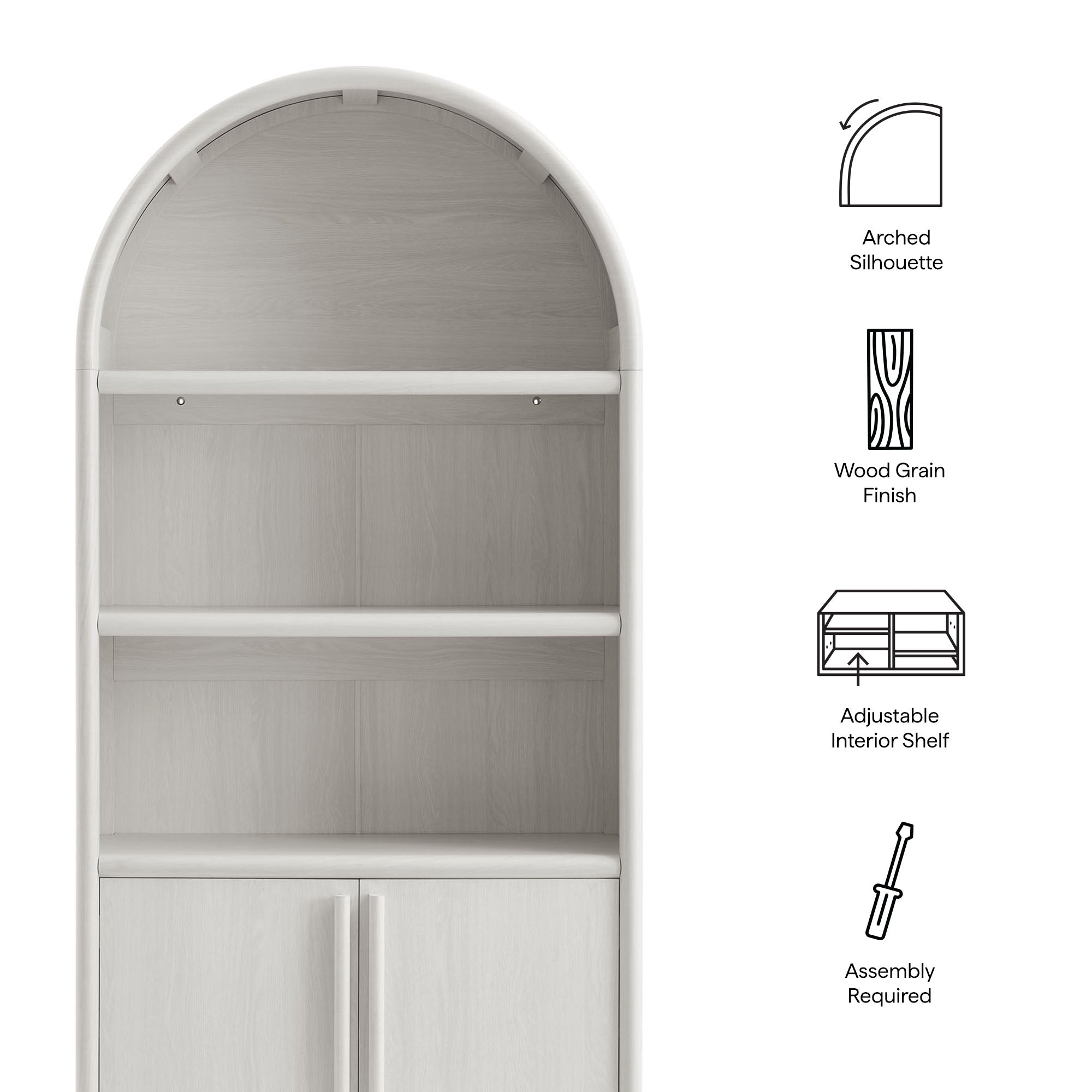 Modway Bellamy Tall Arched Display Cabinet Bookcase