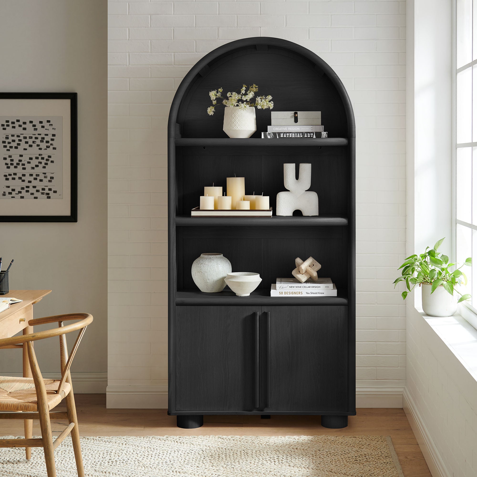 Modway EEI-7314 Bellamy Tall Arched Display Cabinet Bookcase