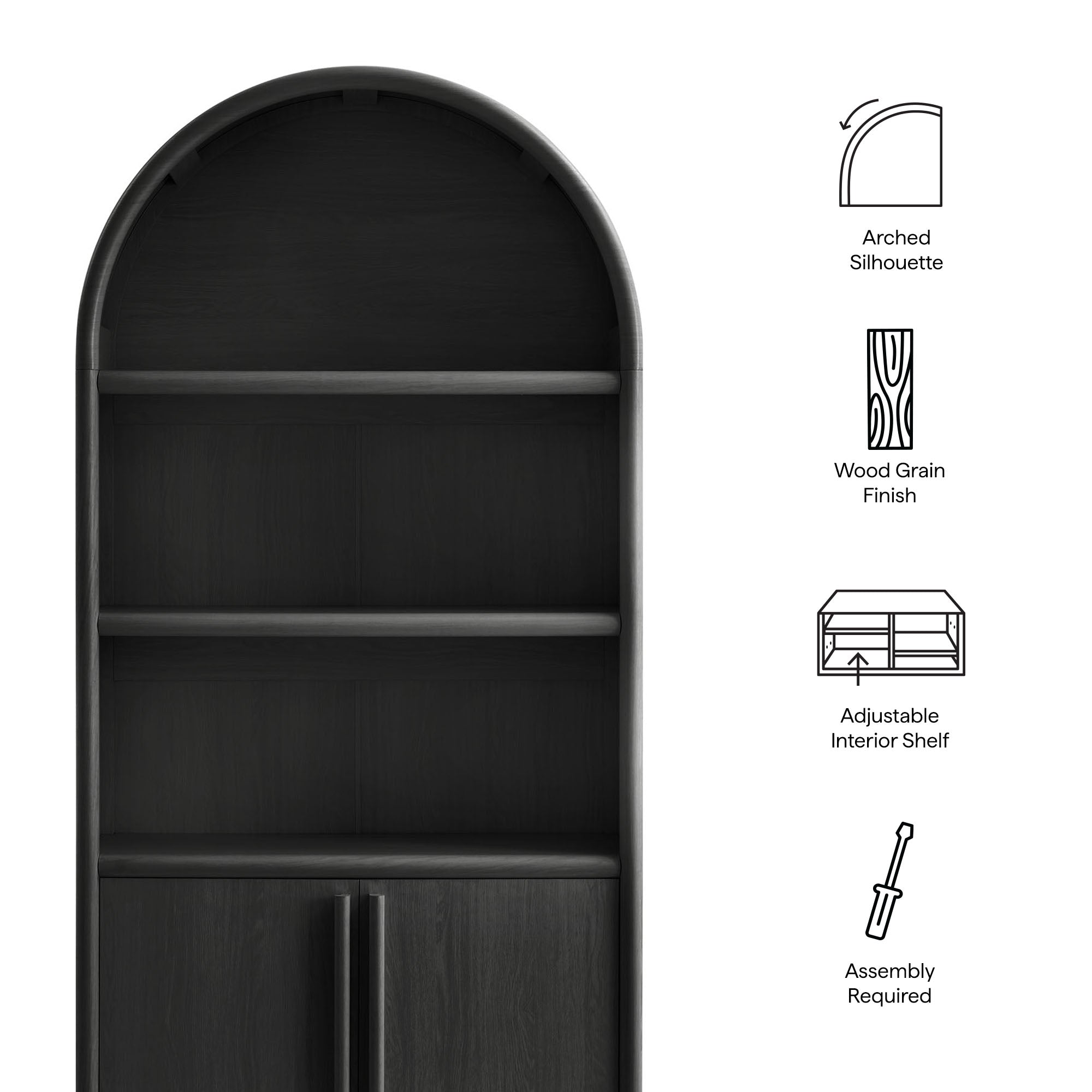 Modway EEI-7314 Bellamy Tall Arched Display Cabinet Bookcase