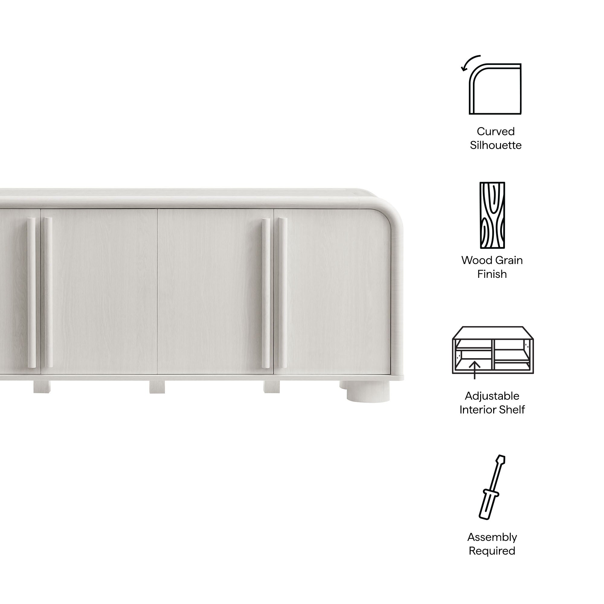 Modway Bellamy Curved 4-Door Sideboard Cabinet