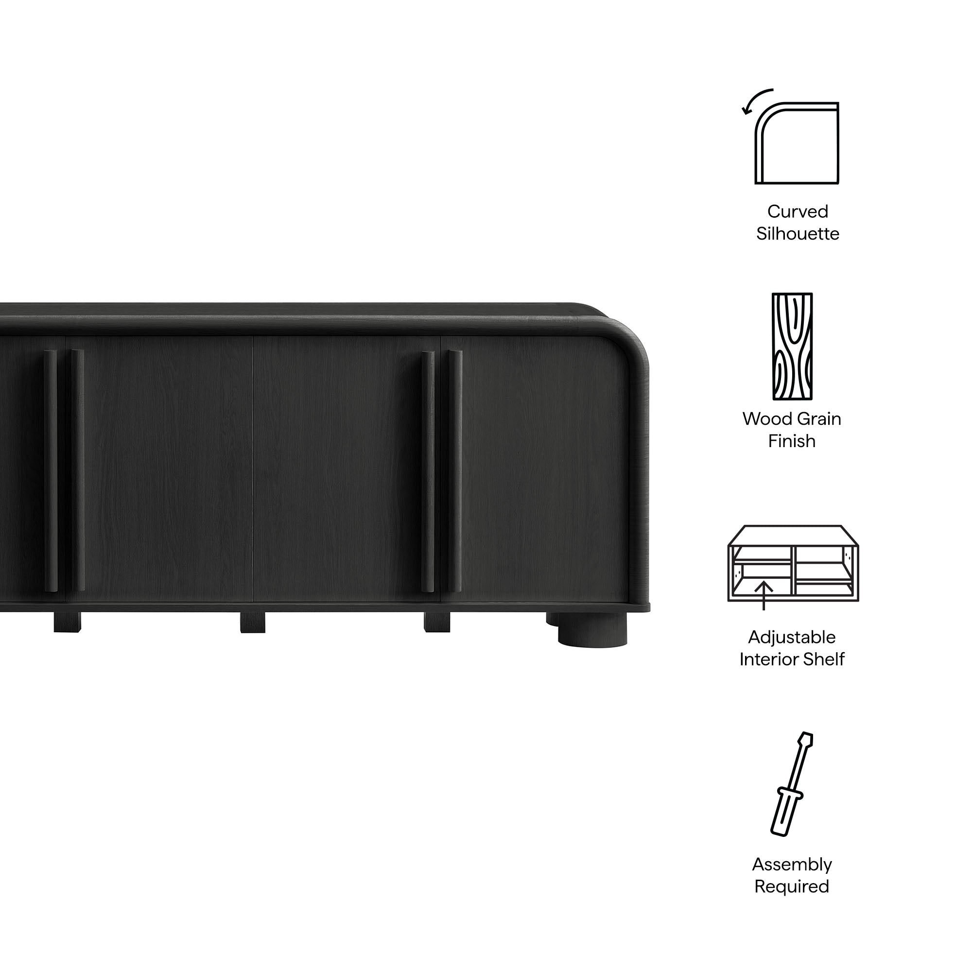 Modway EEI-7315 Bellamy Curved 4-Door Sideboard Cabinet