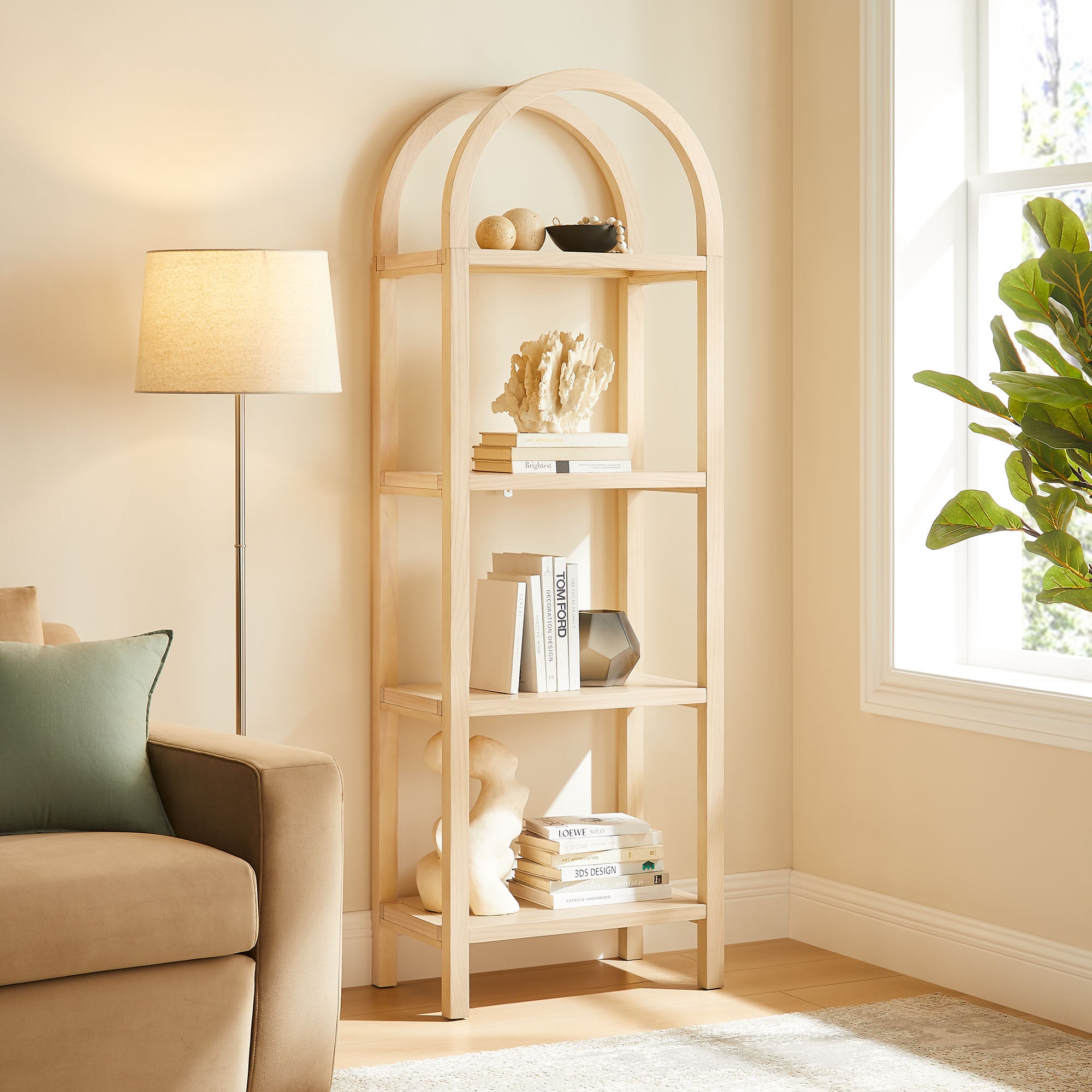 Modway Vexley 72 Inch Tall Narrow Arched Bookshelf
