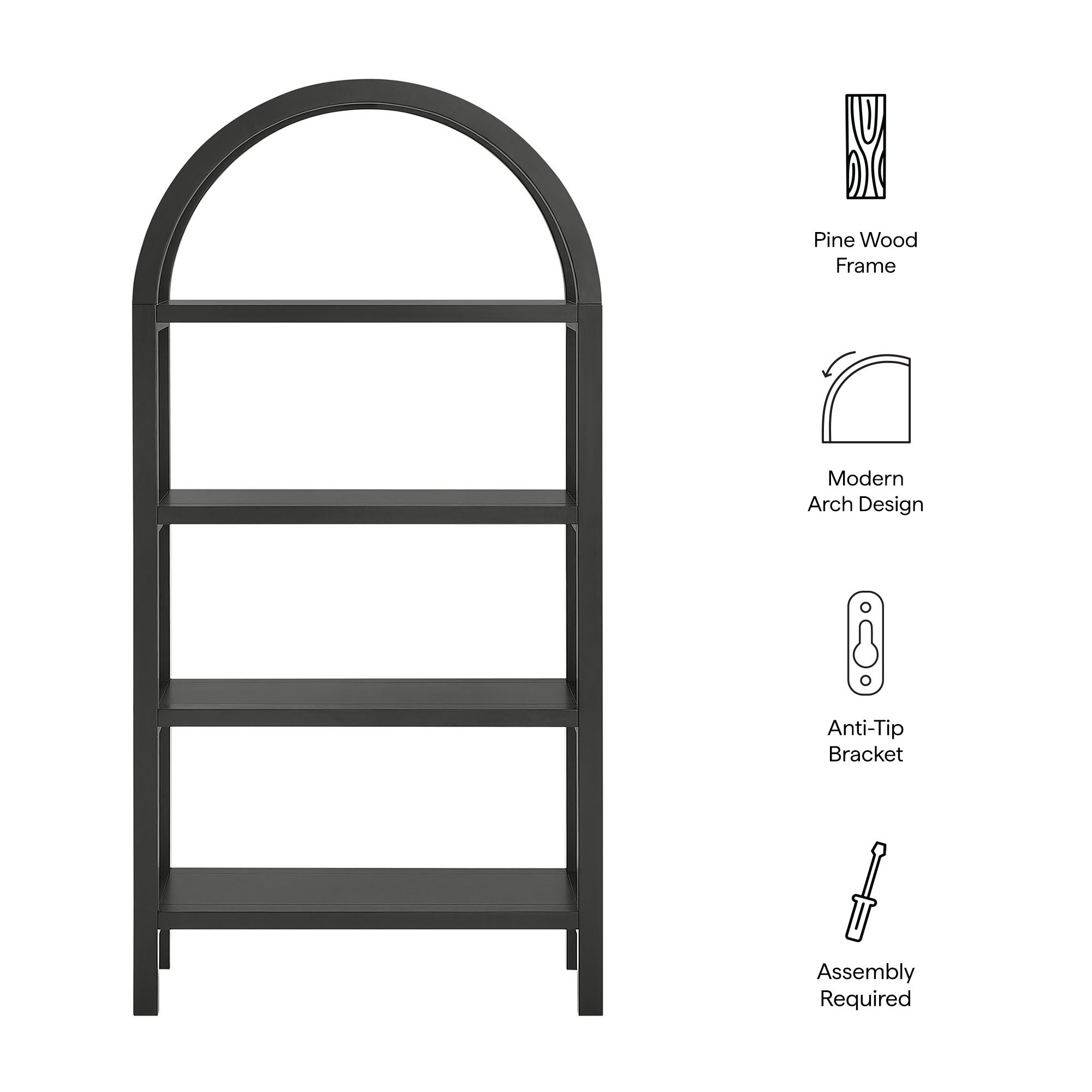 Modway Vexley 60 Inch Arched Bookshelf