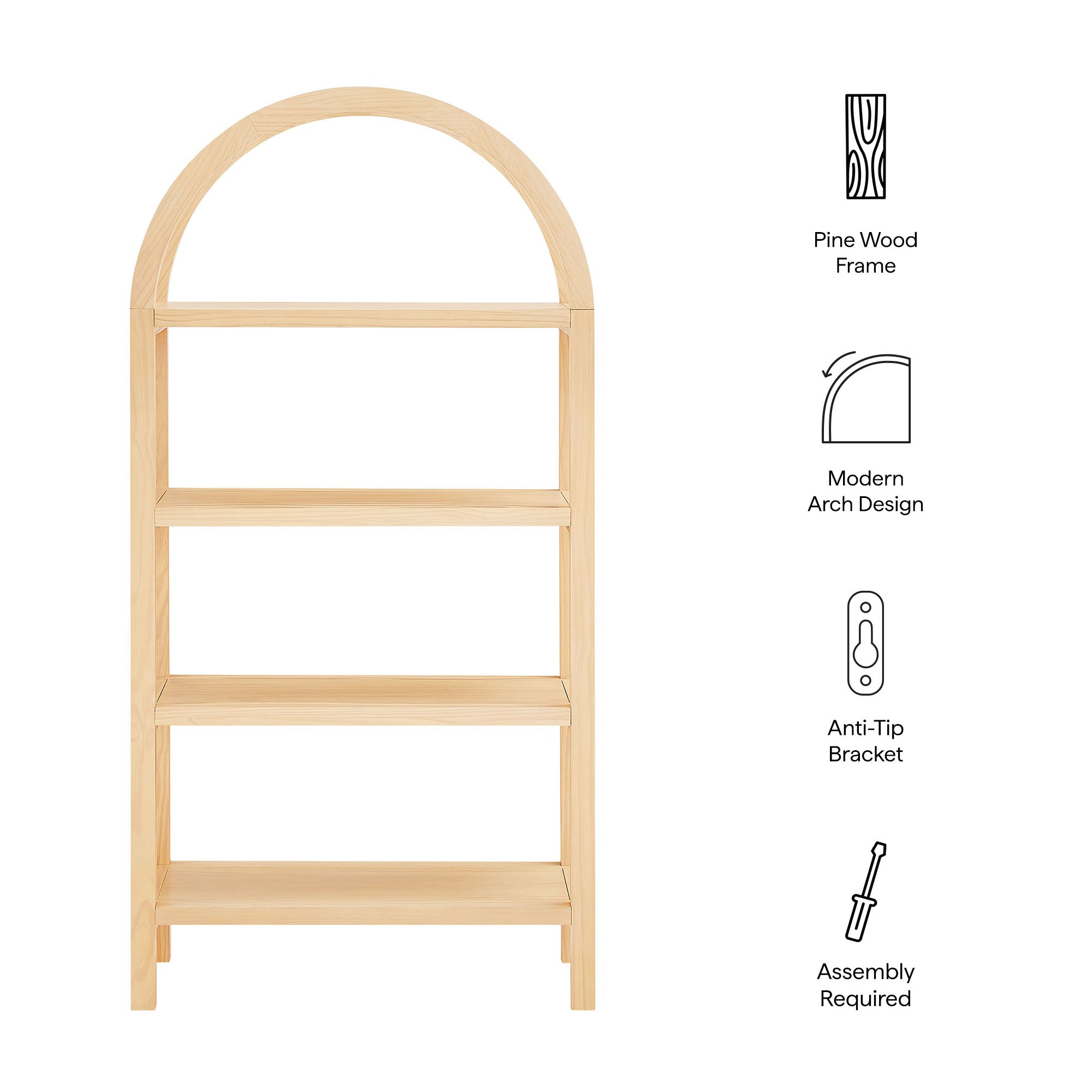 Modway Vexley 60 Inch Arched Bookshelf