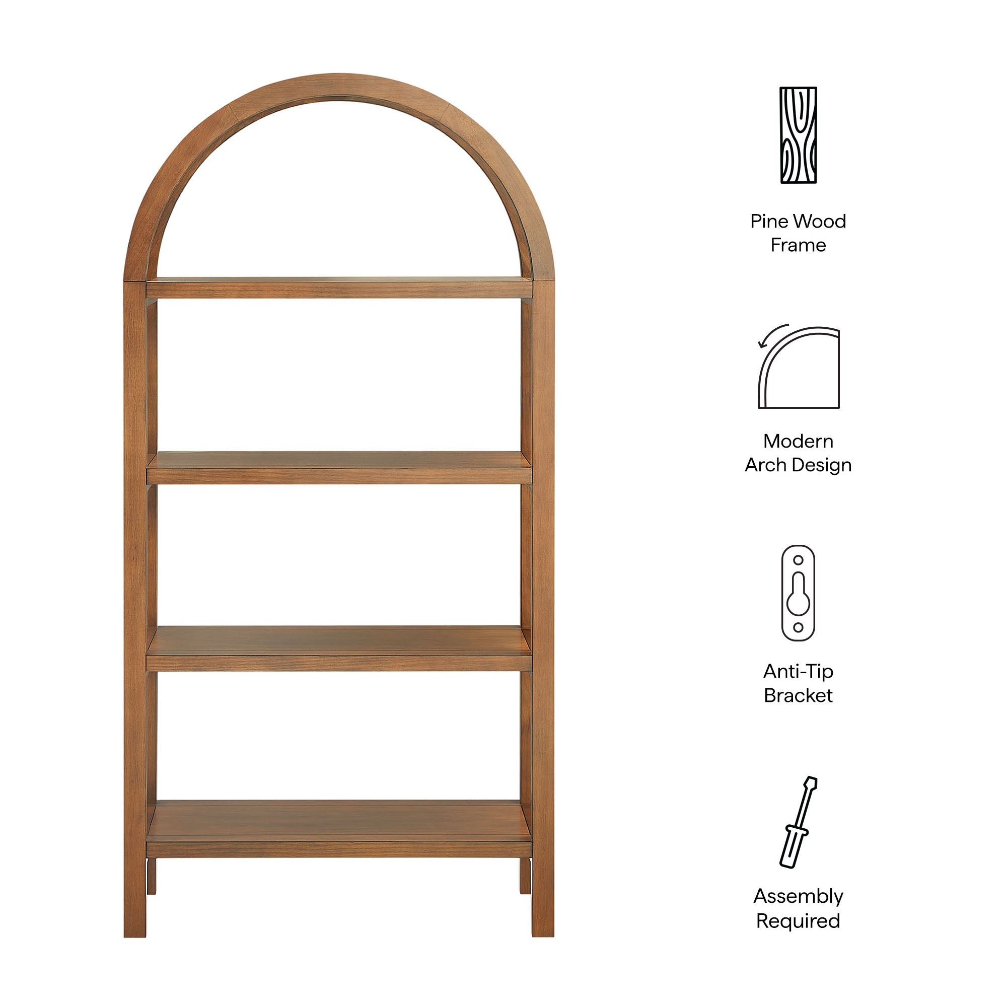 Modway Vexley 60 Inch Arched Bookshelf