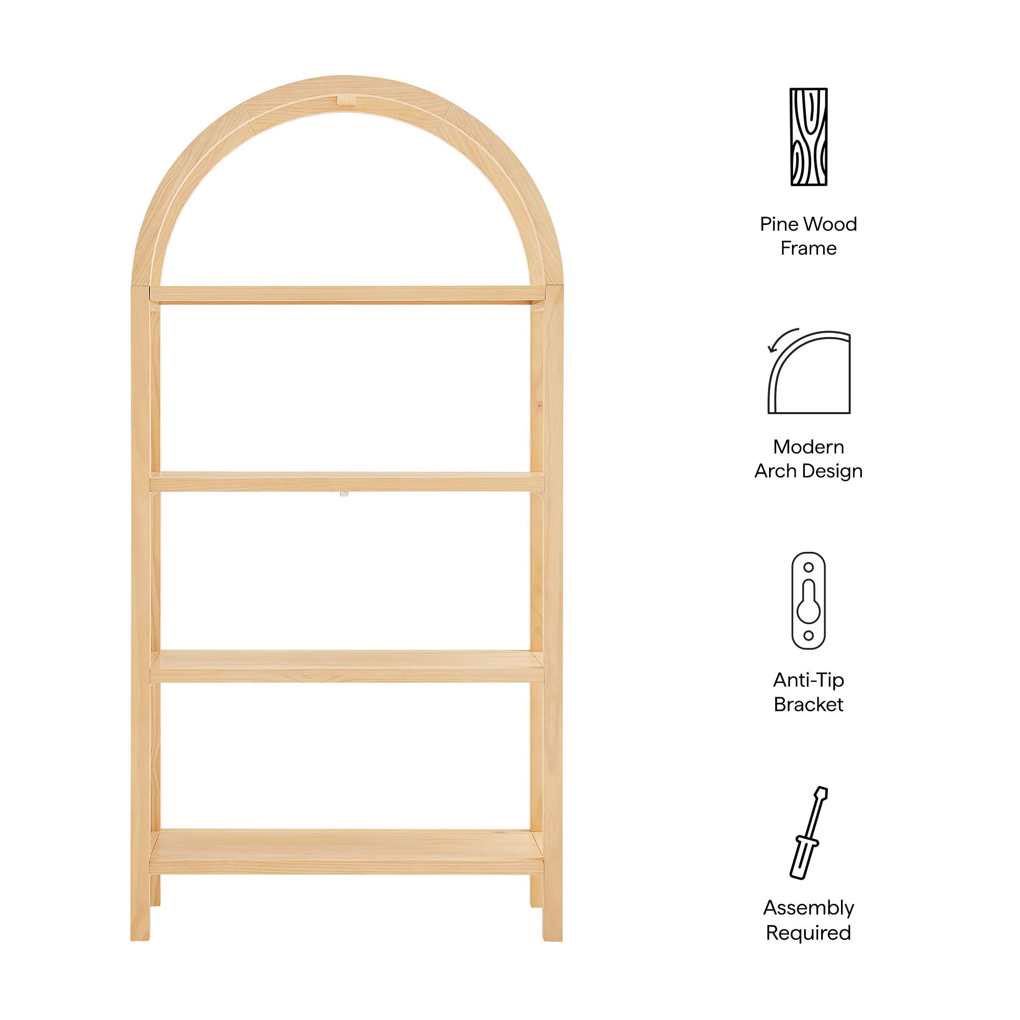 Modway Vexley 72 Inch Large Arched Bookshelf