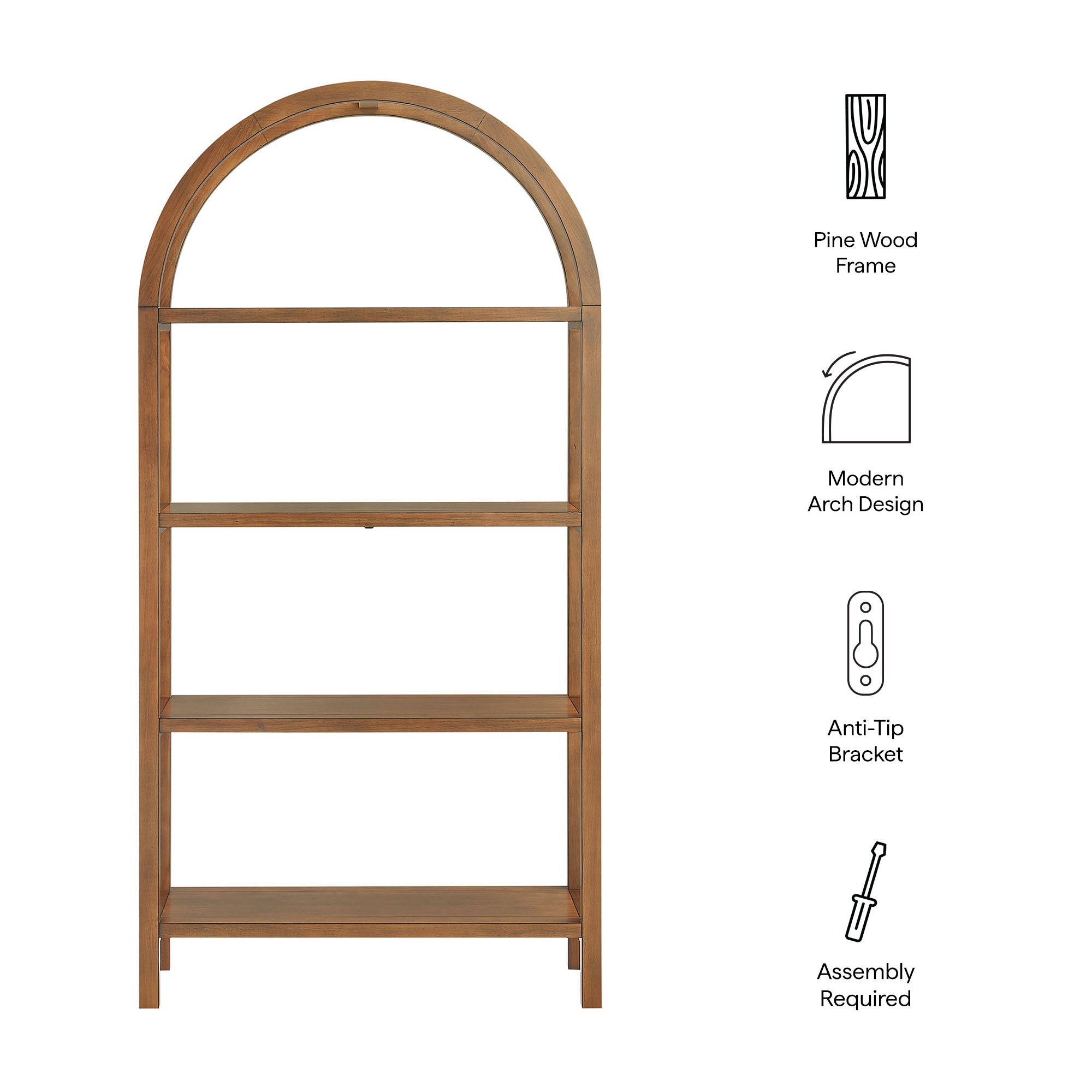 Modway Vexley 72 Inch Large Arched Bookshelf