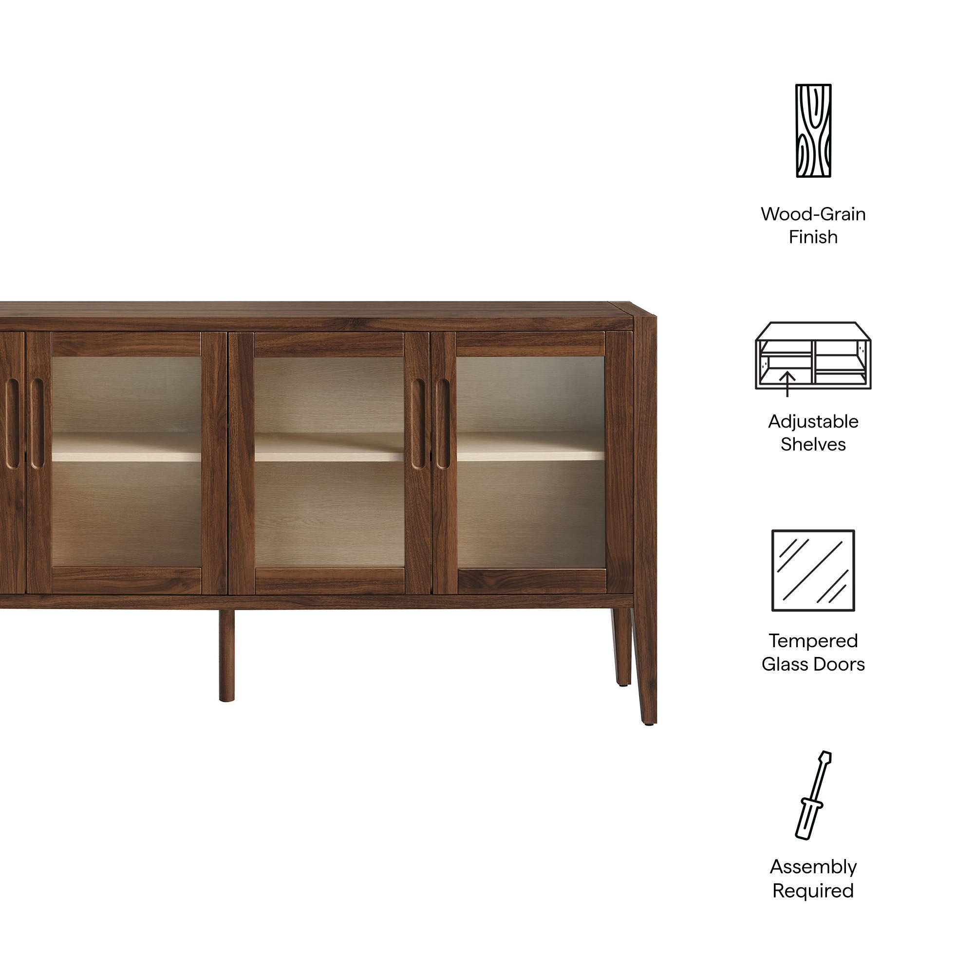 Modway Nell 72" Glass Door Sideboard Storage Display Cabinet
