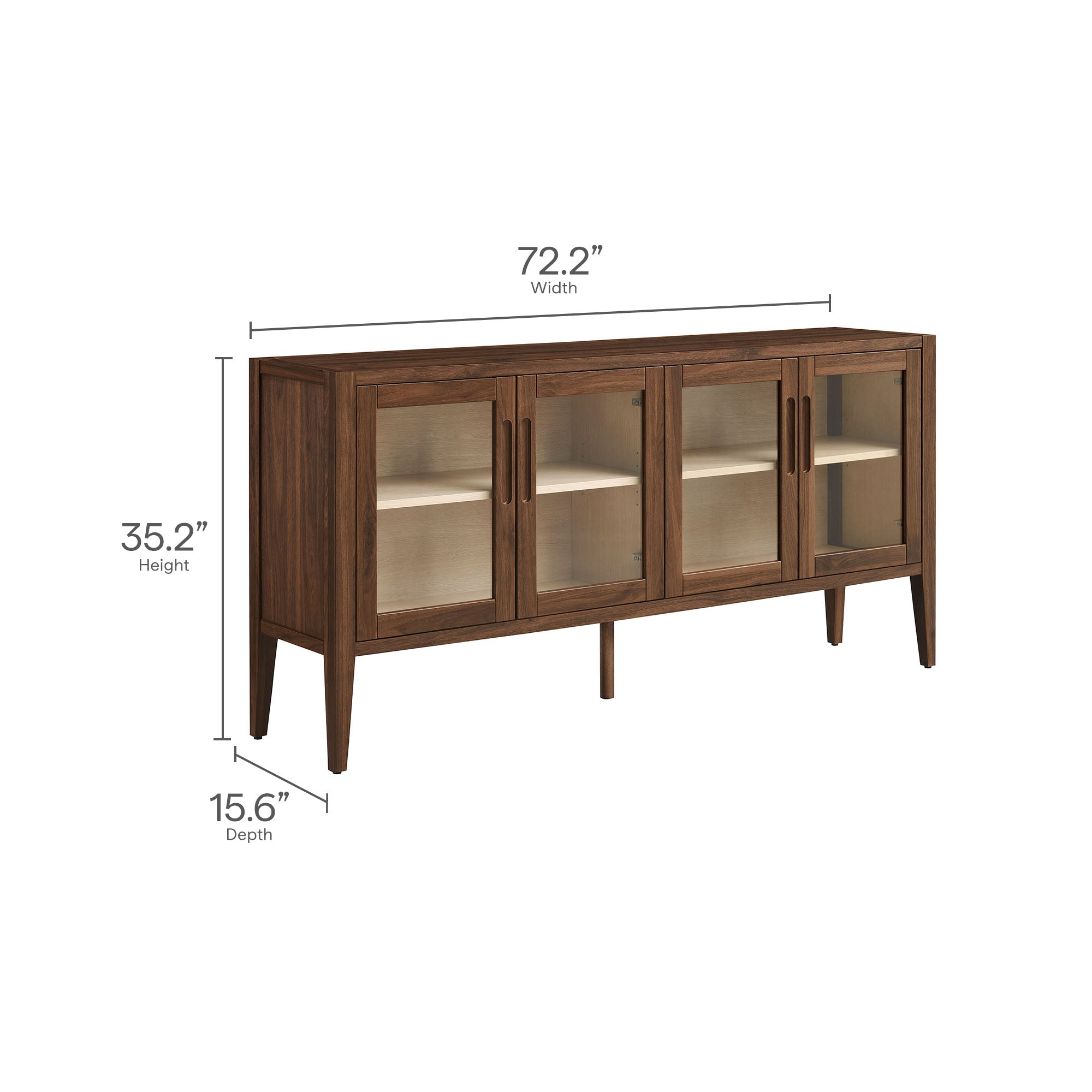 Modway Nell 72" Glass Door Sideboard Storage Display Cabinet