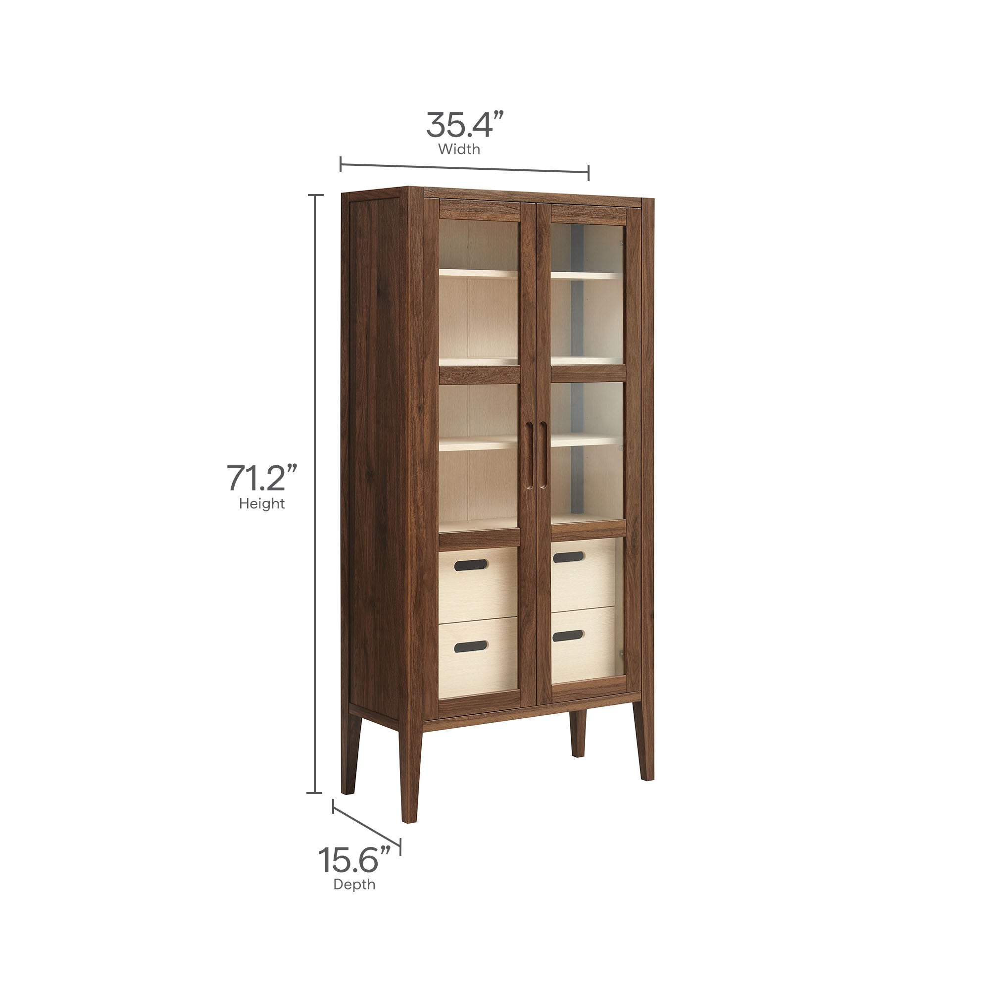 Modway Nell 71" Glass Door Tall Display Storage Cabinet