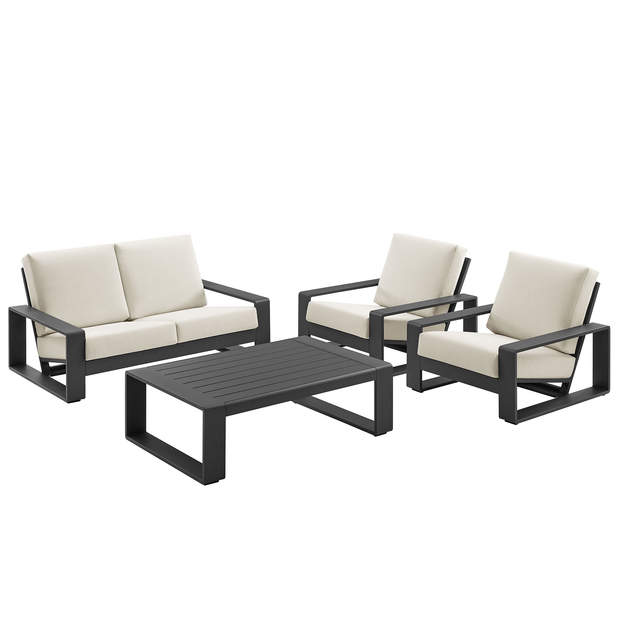 Modway Lirienne 4-Piece Outdoor Patio Aluminum Furniture Set