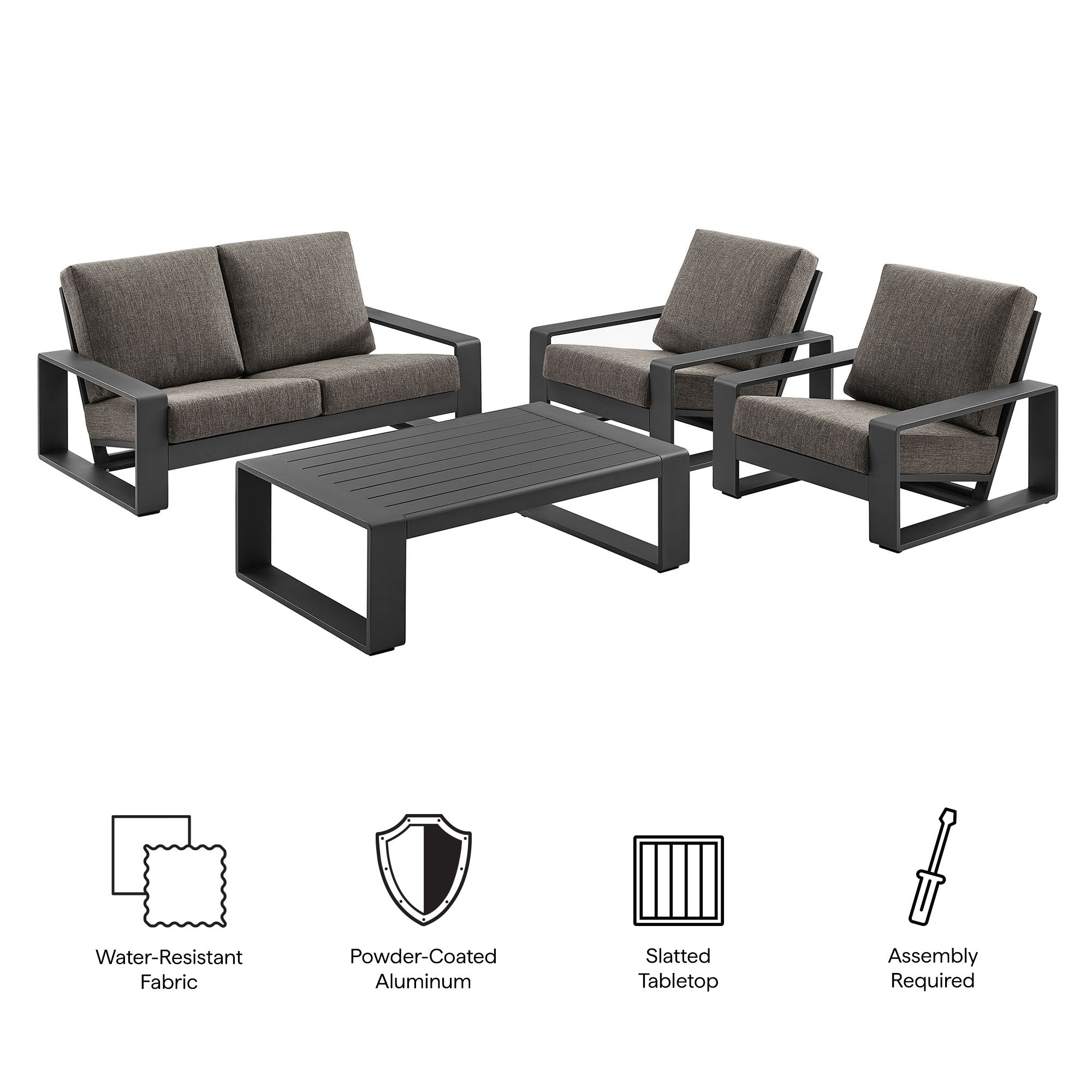 Modway Lirienne 4-Piece Outdoor Patio Aluminum Furniture Set