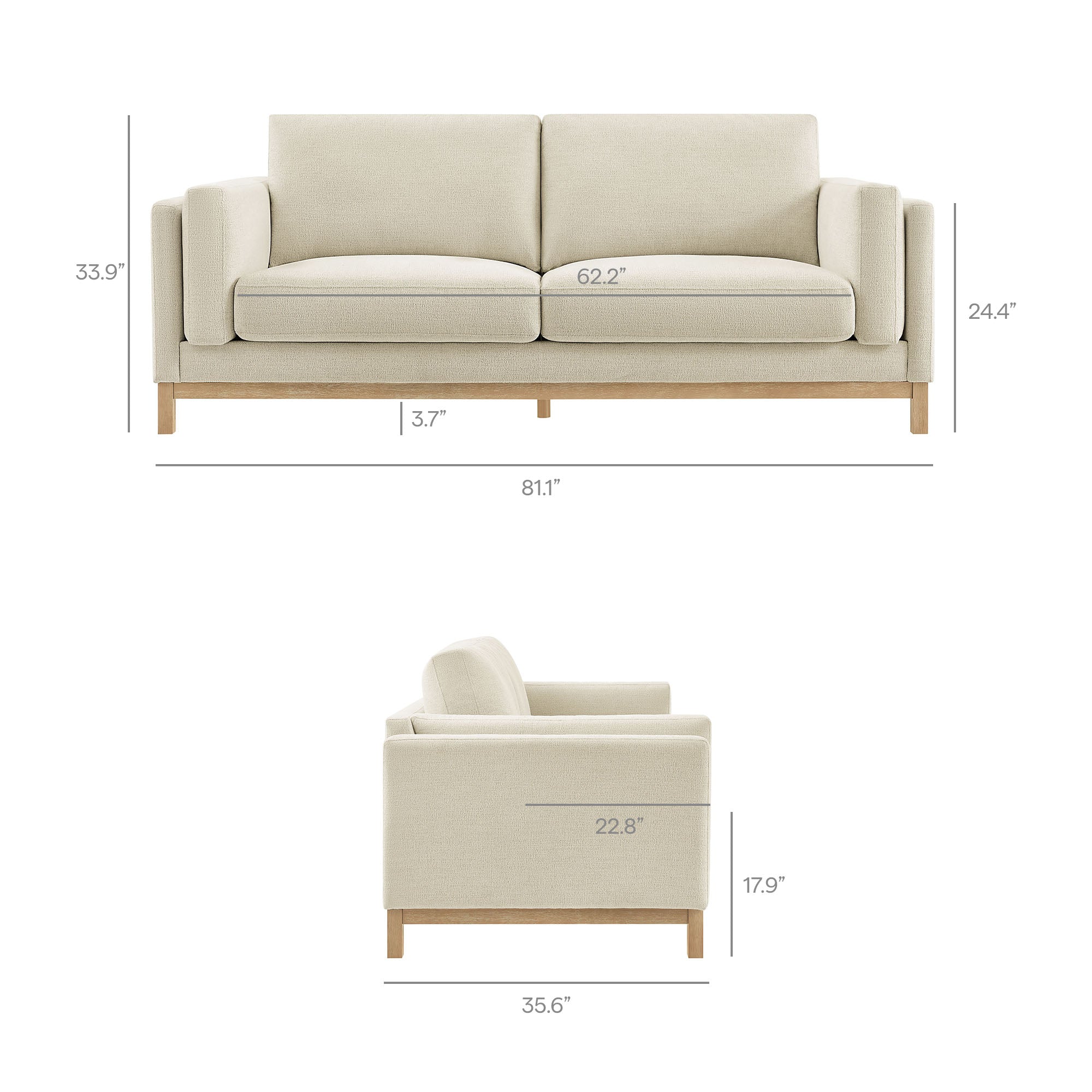 Modway Roscoe 81 inch Fabric Sofa