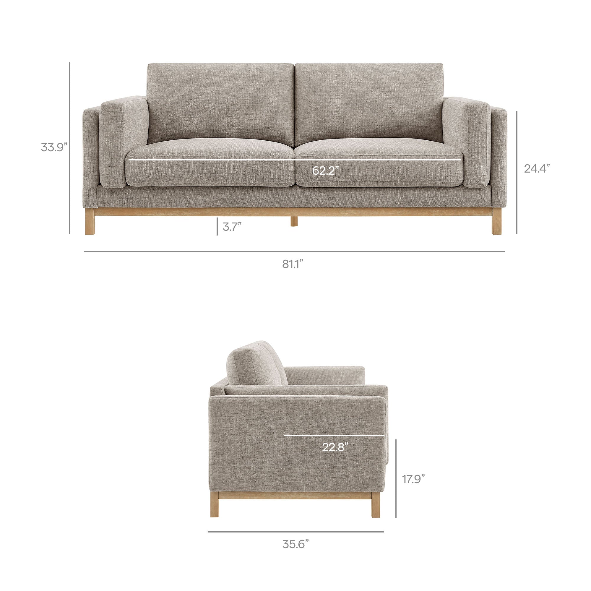 Modway Roscoe 81 inch Fabric Sofa