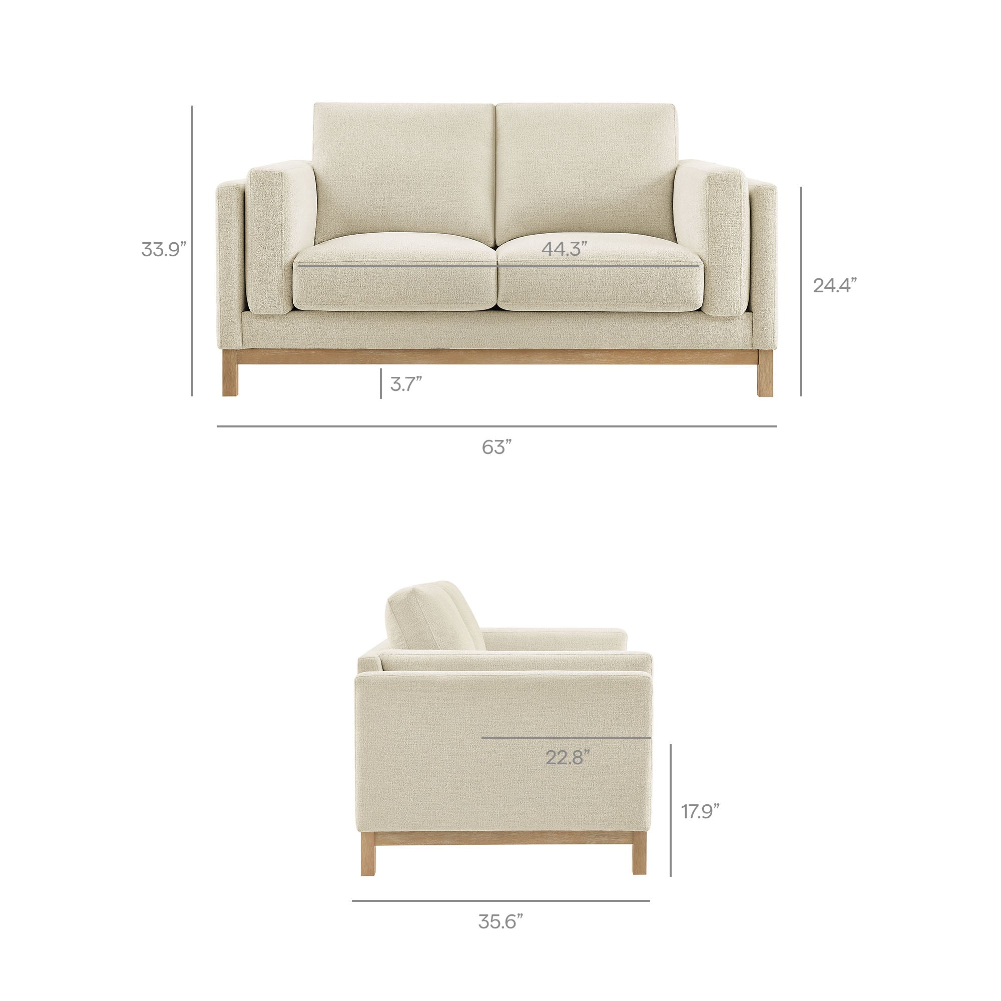 Modway Roscoe 63 inch Fabric Loveseat