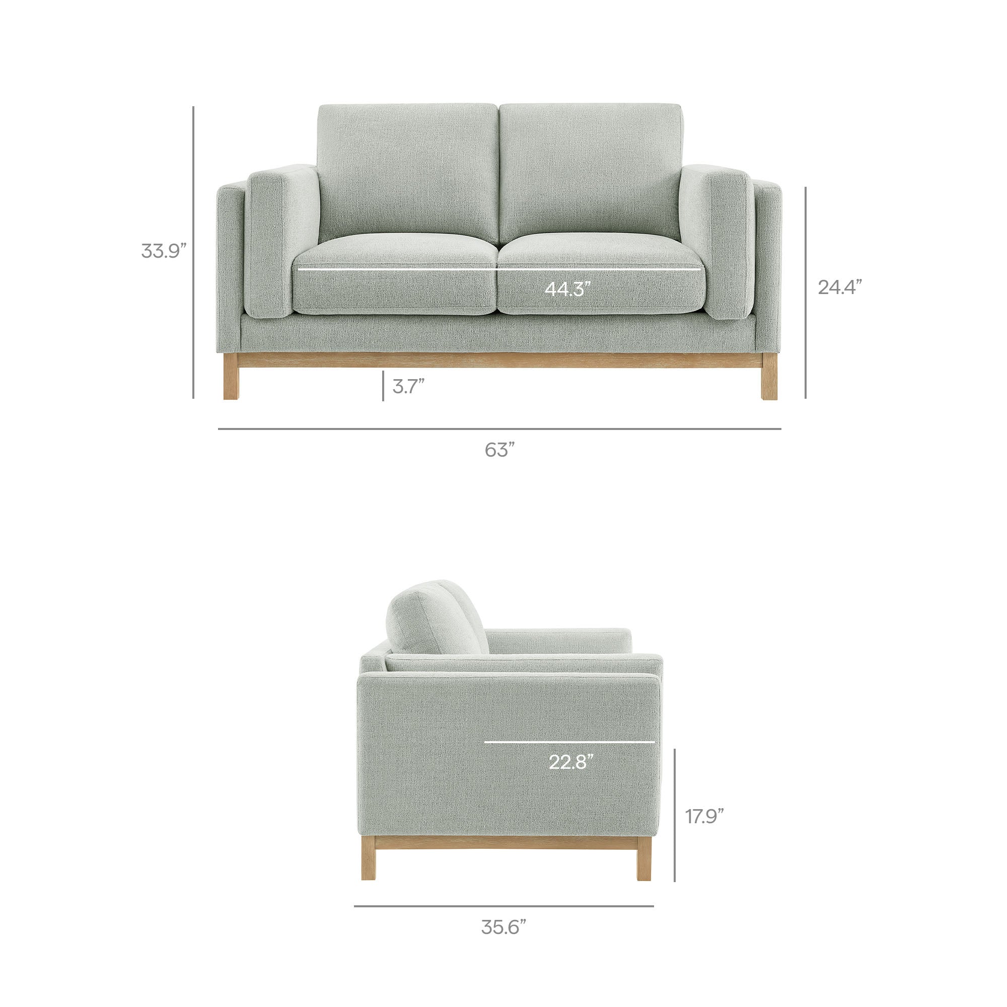 Modway Roscoe 63 inch Fabric Loveseat
