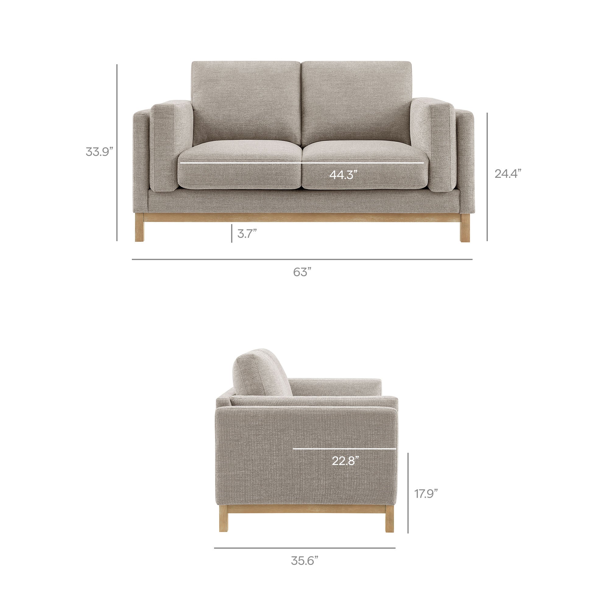 Modway Roscoe 63 inch Fabric Loveseat