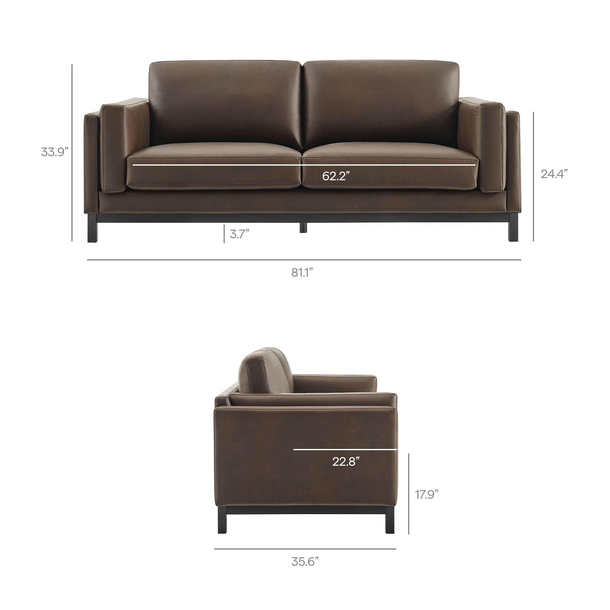 Modway Roscoe 81 inch Vegan Leather Sofa
