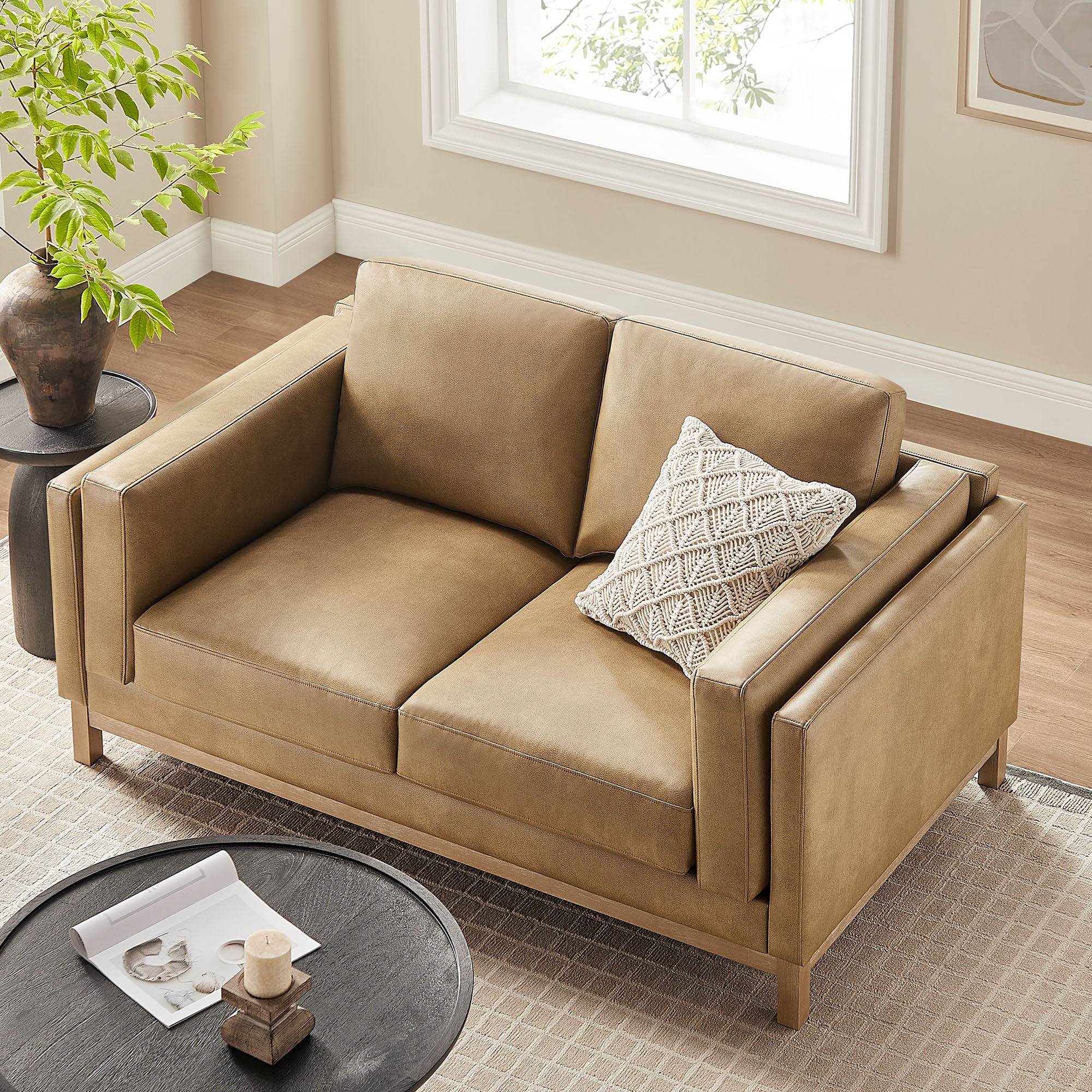 Modway Roscoe 63 inch Vegan Leather Loveseat