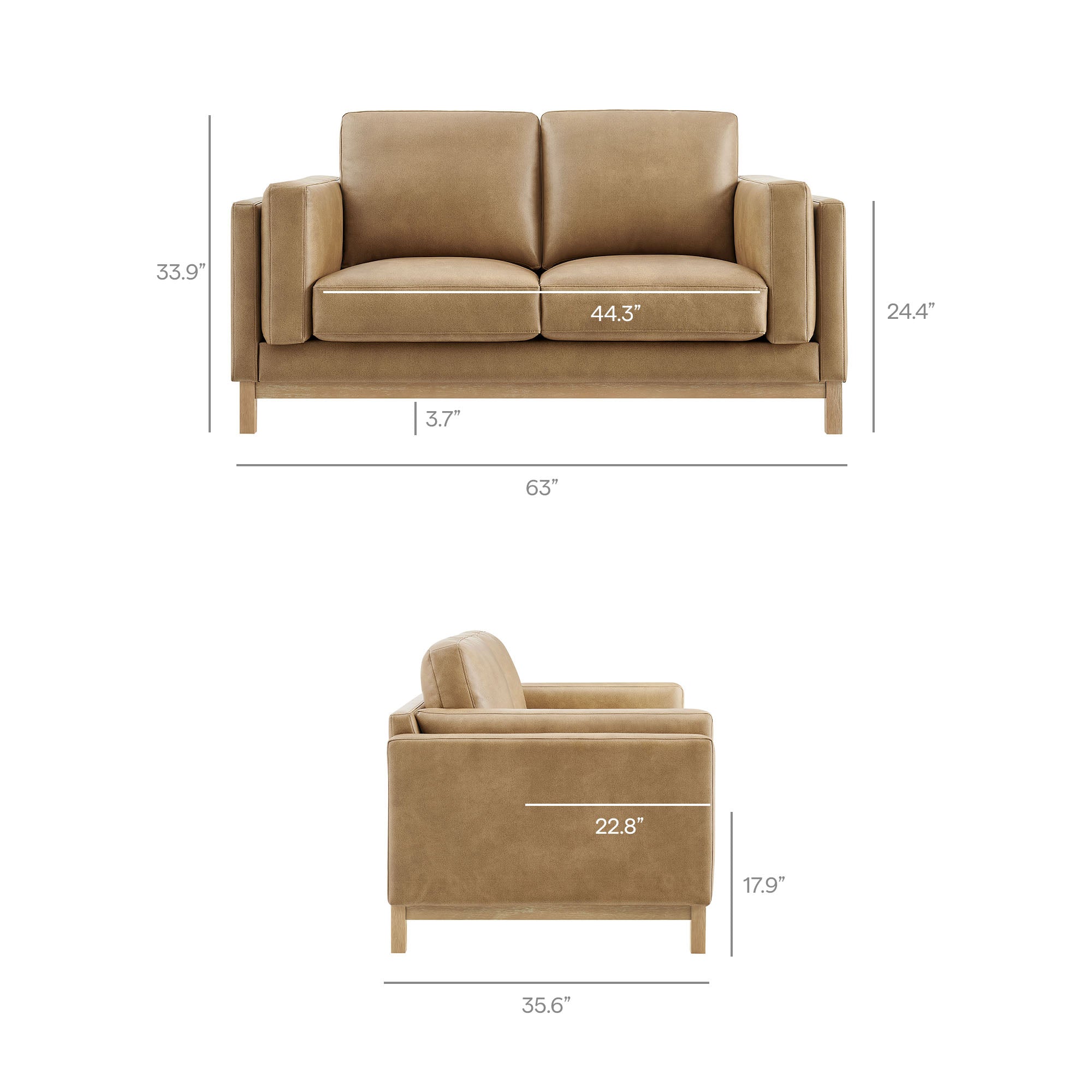 Modway Roscoe 63 inch Vegan Leather Loveseat