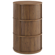 Modway Clement Round Pedestal Stand Storage Table With Sliding Tambour Doors