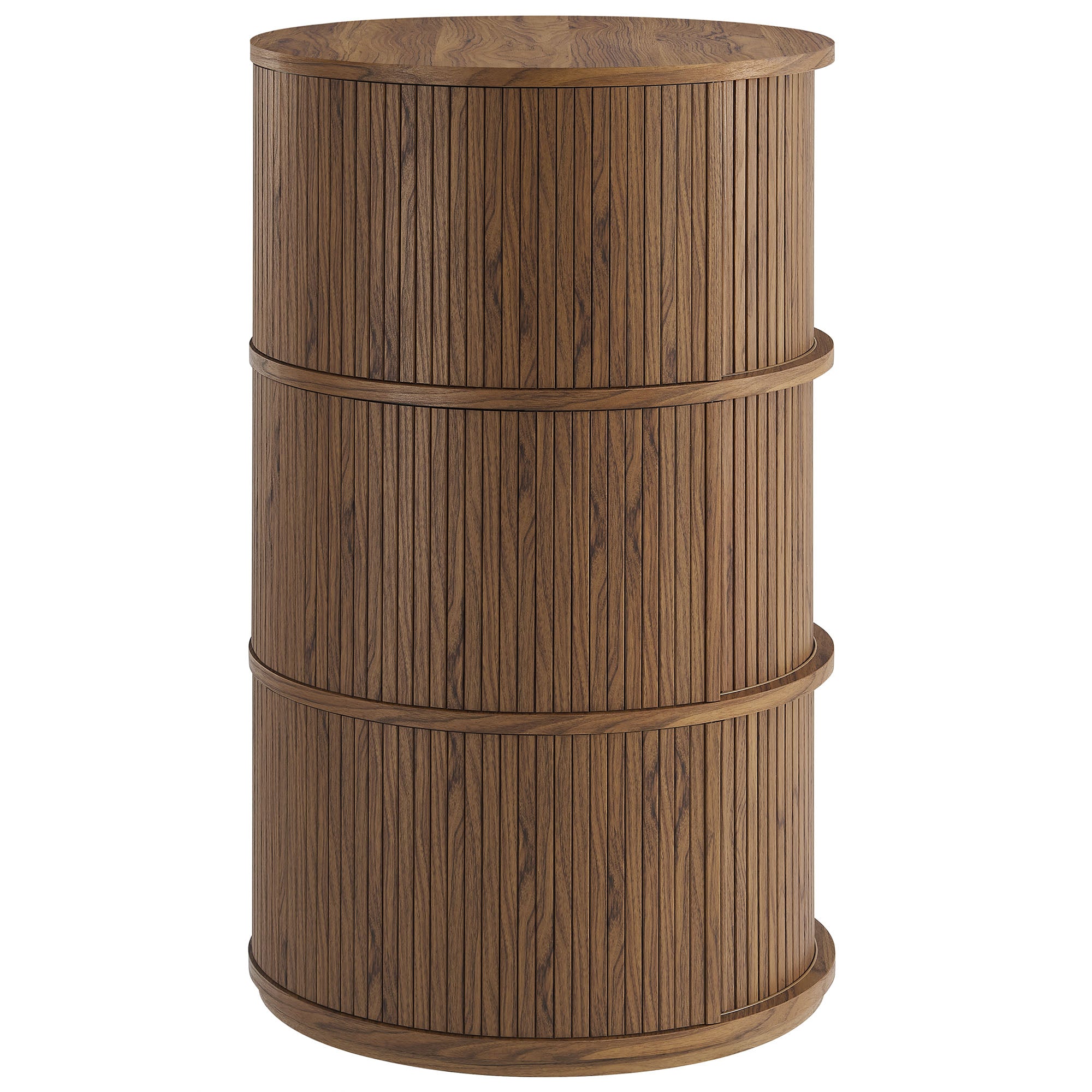 Modway Clement Round Pedestal Stand Storage Table With Sliding Tambour Doors