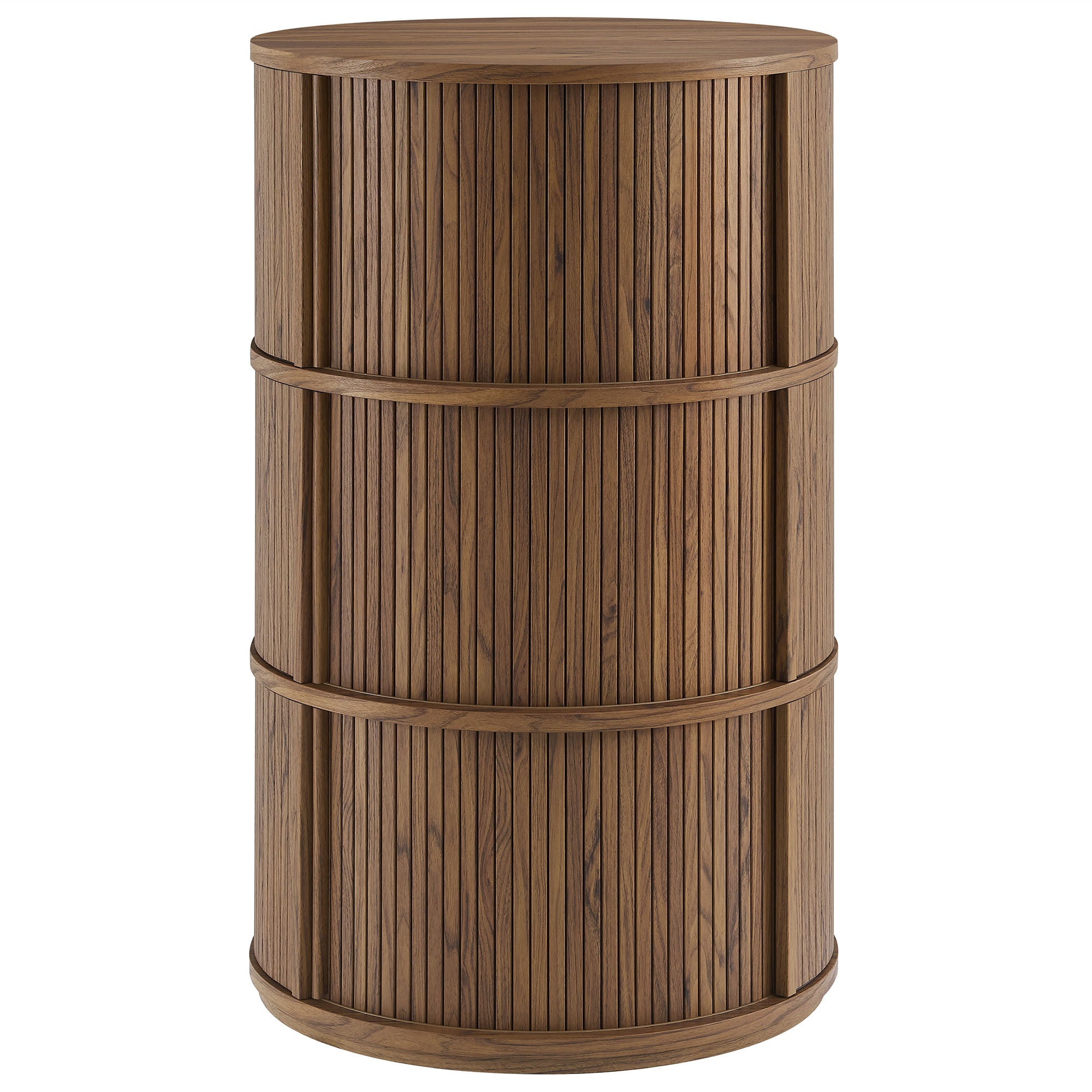 Modway Clement Round Pedestal Stand Storage Table With Sliding Tambour Doors