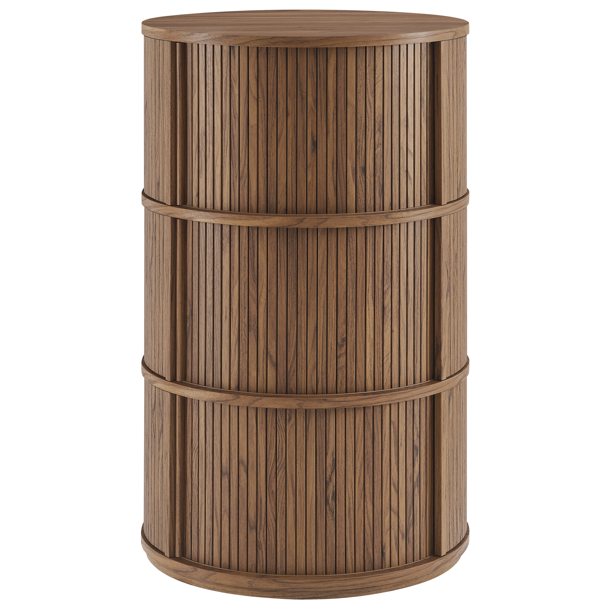 Modway Clement Round Pedestal Stand Storage Table With Sliding Tambour Doors